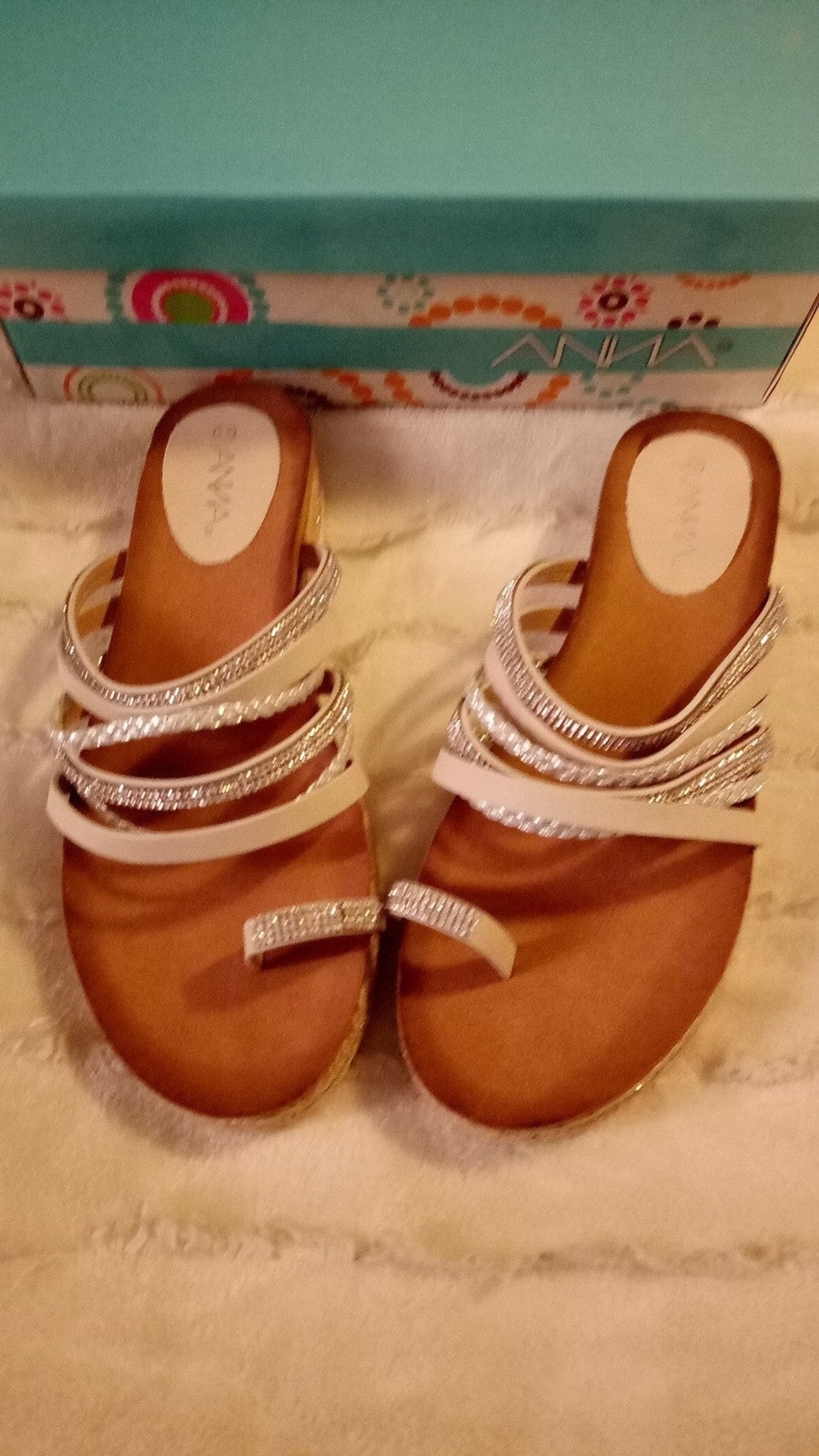 Sandals 8.5 Bling Wrap Toe Anna Summer Vacation Girlie Sparkle Party Casual
