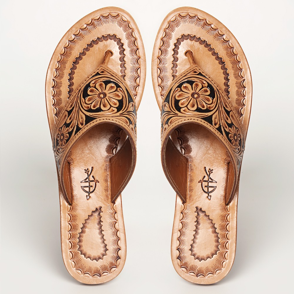 AD American Darling ADFTE104A Hand tooled carved genuine leather sandal