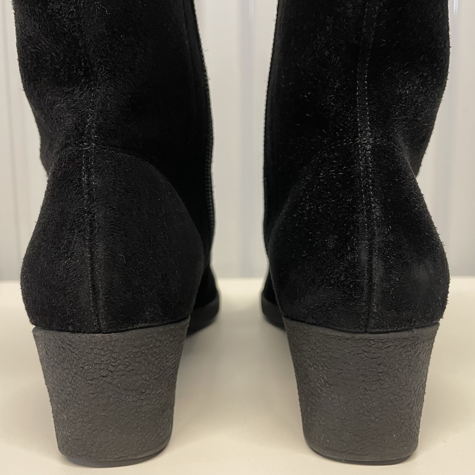Vintage 90s Ferragamo Black Suede Logo Ankle Boots Women’s 5.5 B