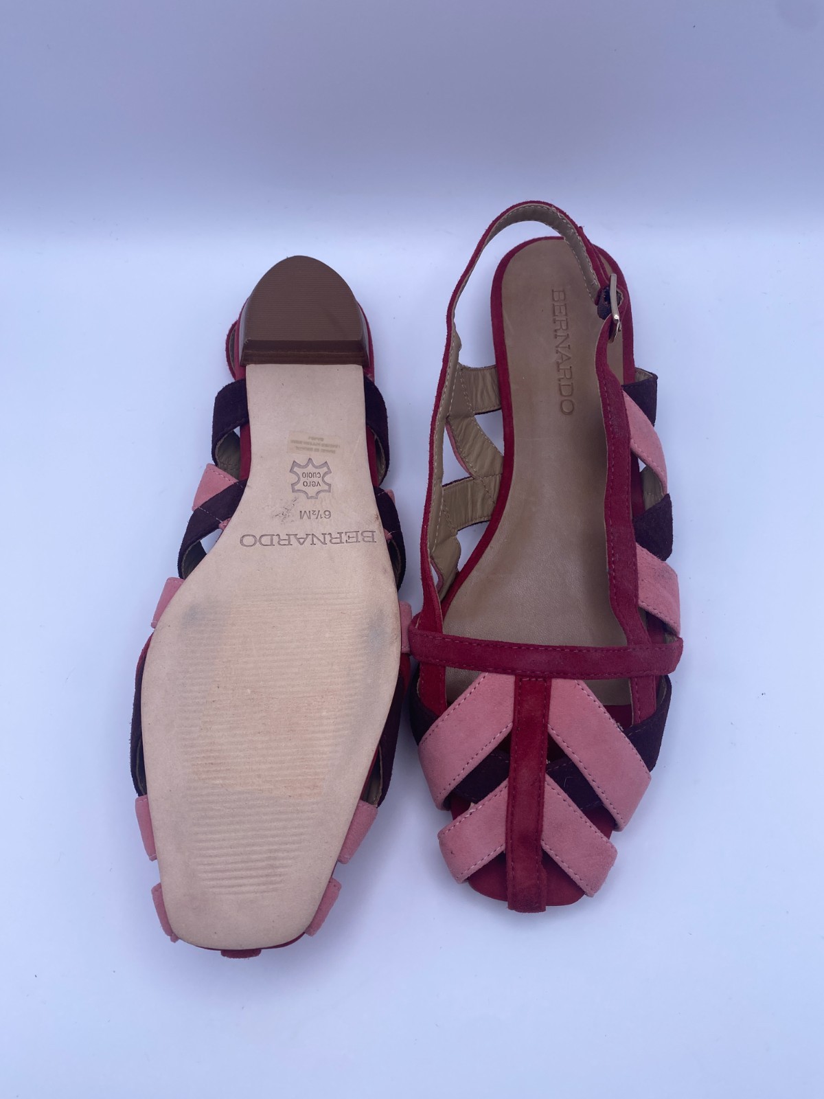 Bernardo Footwear Women Glinda Red Suede Slingback Flat Sz 6.5