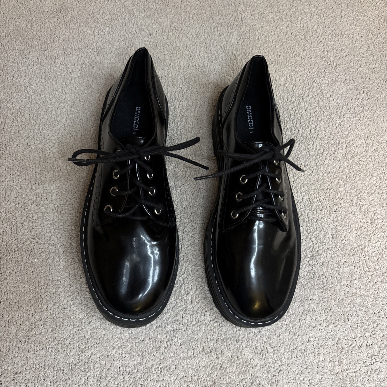 H&M Divided Lug Sole Platform Oxford Shoes Women EU 41 US 9.5 Black