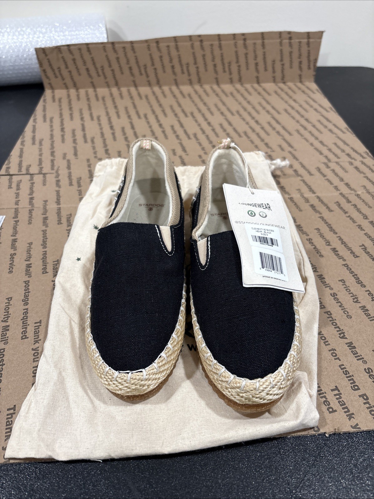Stardog Women’s Loungewear Clementine Shoes Hemp – Black Size 8 Organic Material