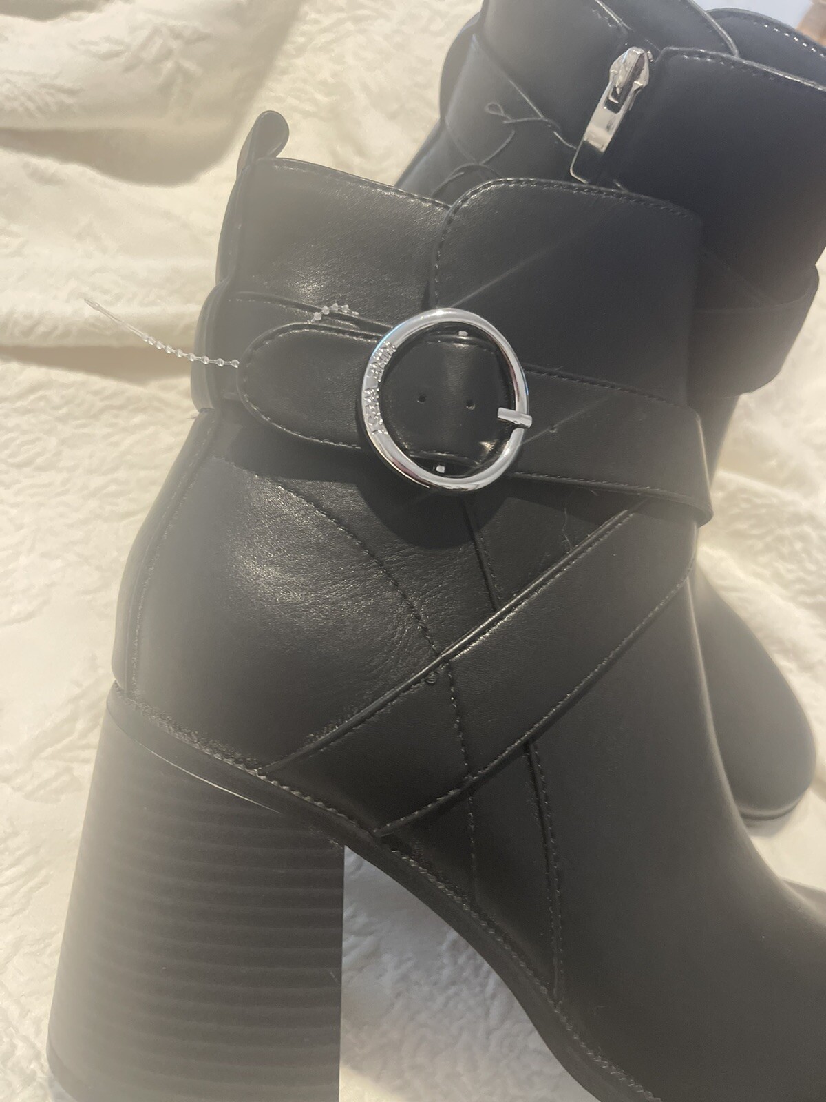 NWT Size 8.5 Black Faux Leather Ankle Boots. No Box. Grunge. Punk Goth