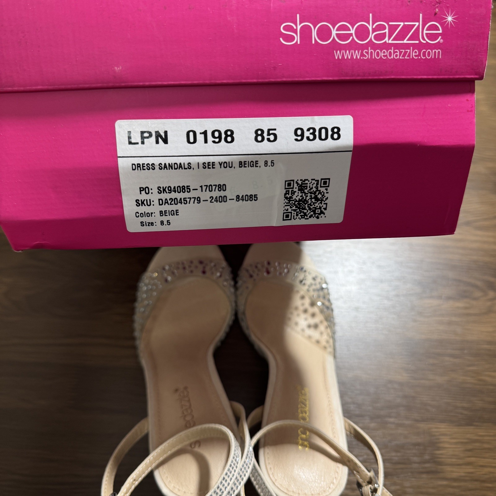 Shoedazzle Women Dress Sandals I See You Beige Size 8.5 LPN 0198 85 9380