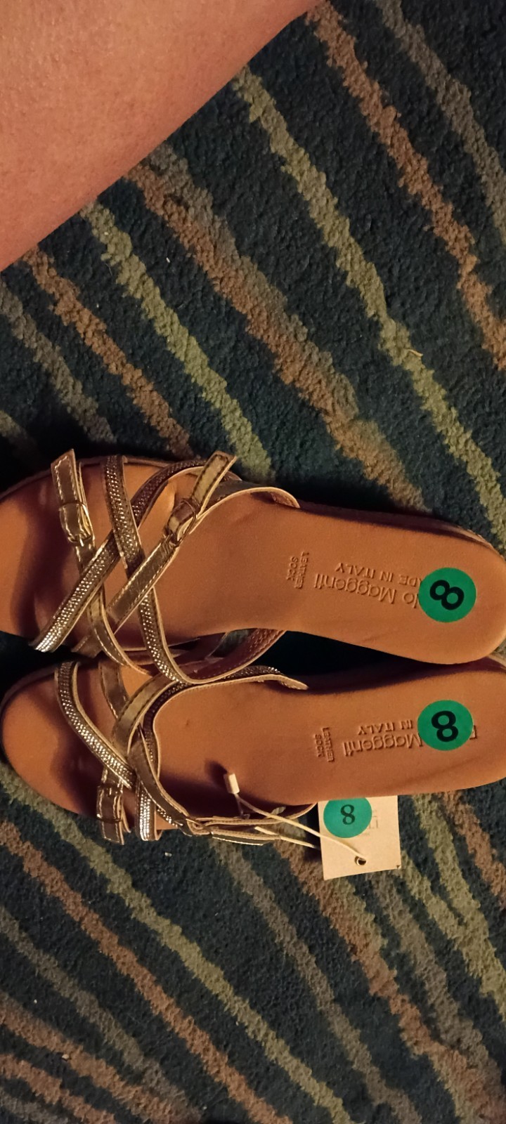 Mariella Women’s 8 Gold Rhinestone Sandals Shoes Made In Italy
