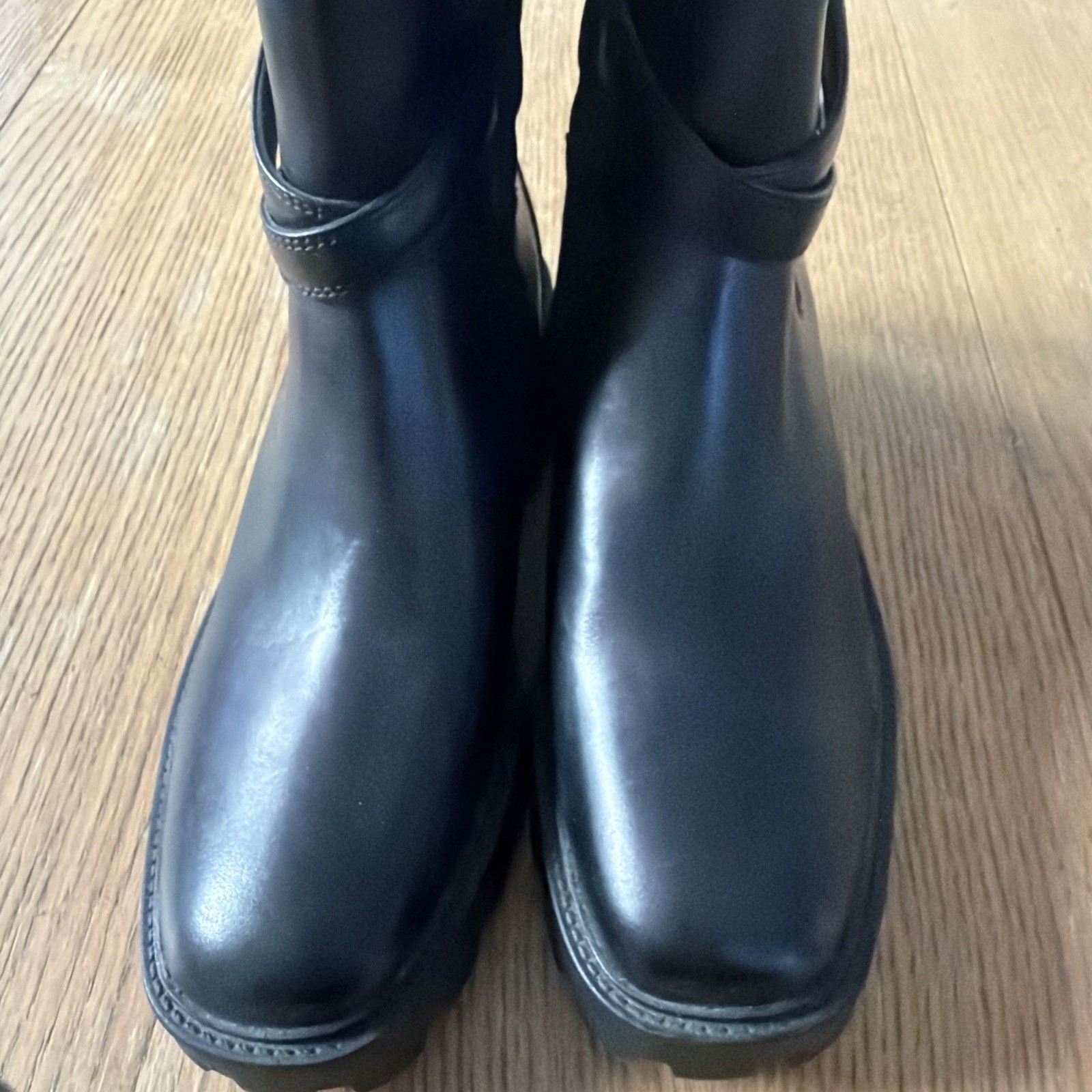 Franco Sarto A Emerson Leather Lug Sole 9M Black Combat Moto Boots NEW Goth Punk