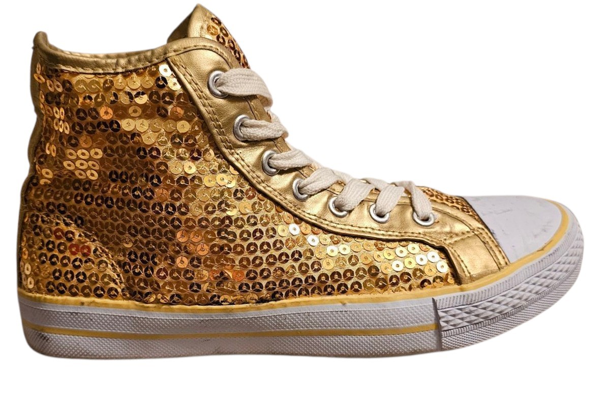 Balera Gold Sequin High Top Dance Sneaker Shoe Women 8 Hip Hop Party