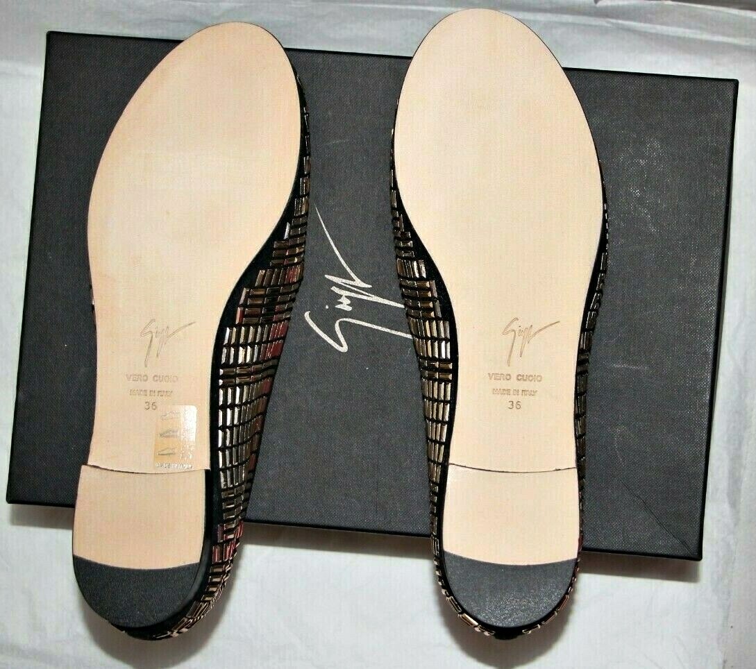 Giuseppe Zanotti Dalila Gold Studded Suede Smoking Flats Loafer US 6/ IT 36 $995