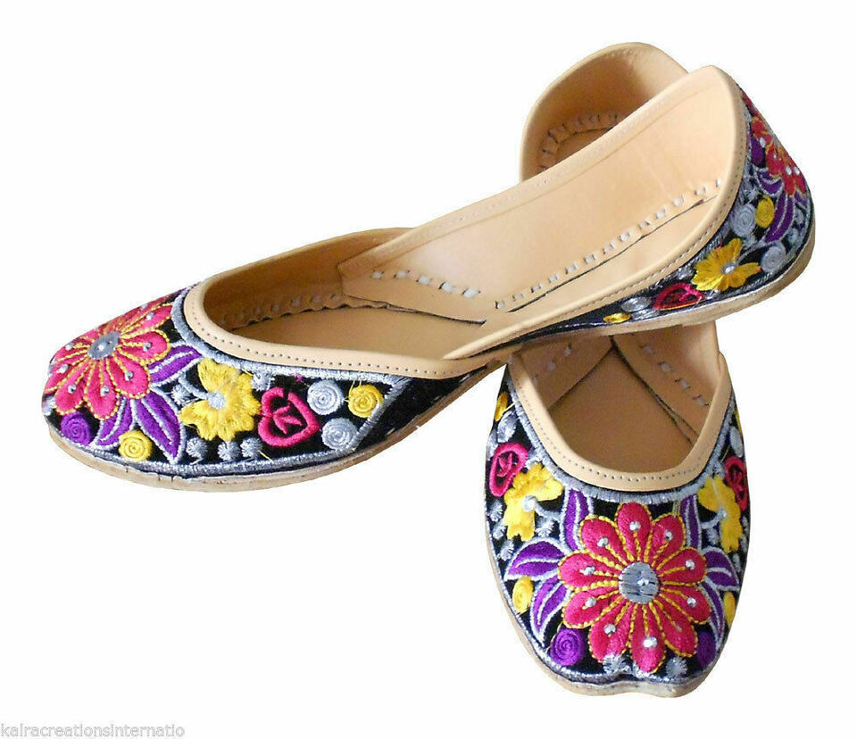 Women Shoes Traditional Handmade Jutties Leather Flip-Flops Mojaries Flat US 5-9