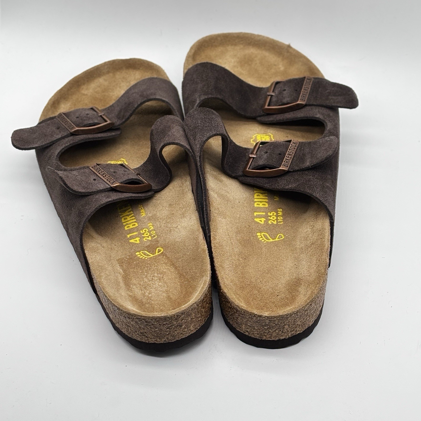 Birkenstock Arizona Suede Mocha Soft Footbed Sandals EU 41 Regular/Wide L10 M8