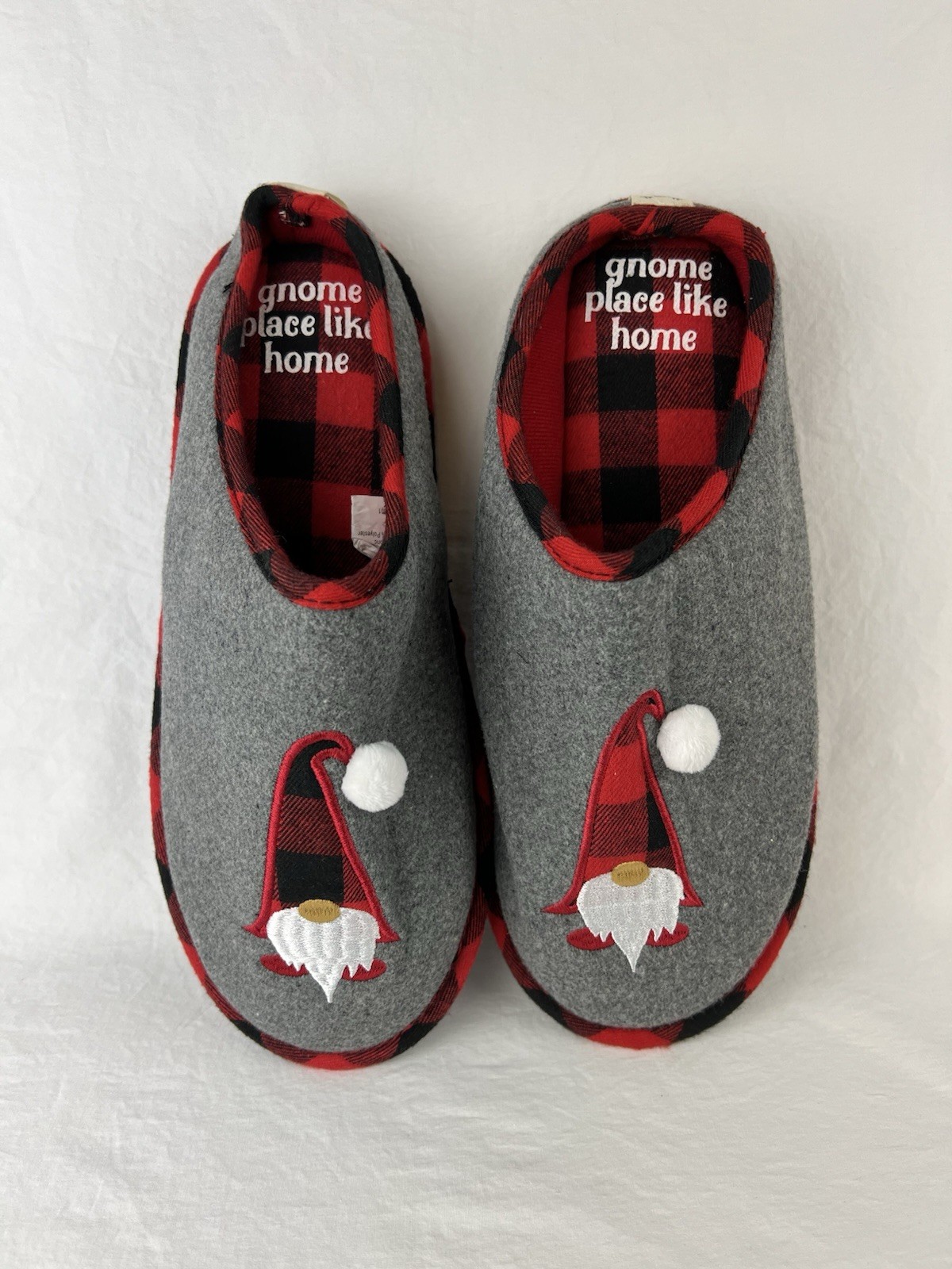 Dakota Fleece/Flannel Unisex Slippers Gnome Place Like Home Size XL 11-12 NWOT