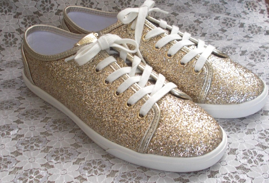 JACK ROGERS SNEAKERS «LIA» Gold Glitter Canvas, Women’s 9.5 NEW