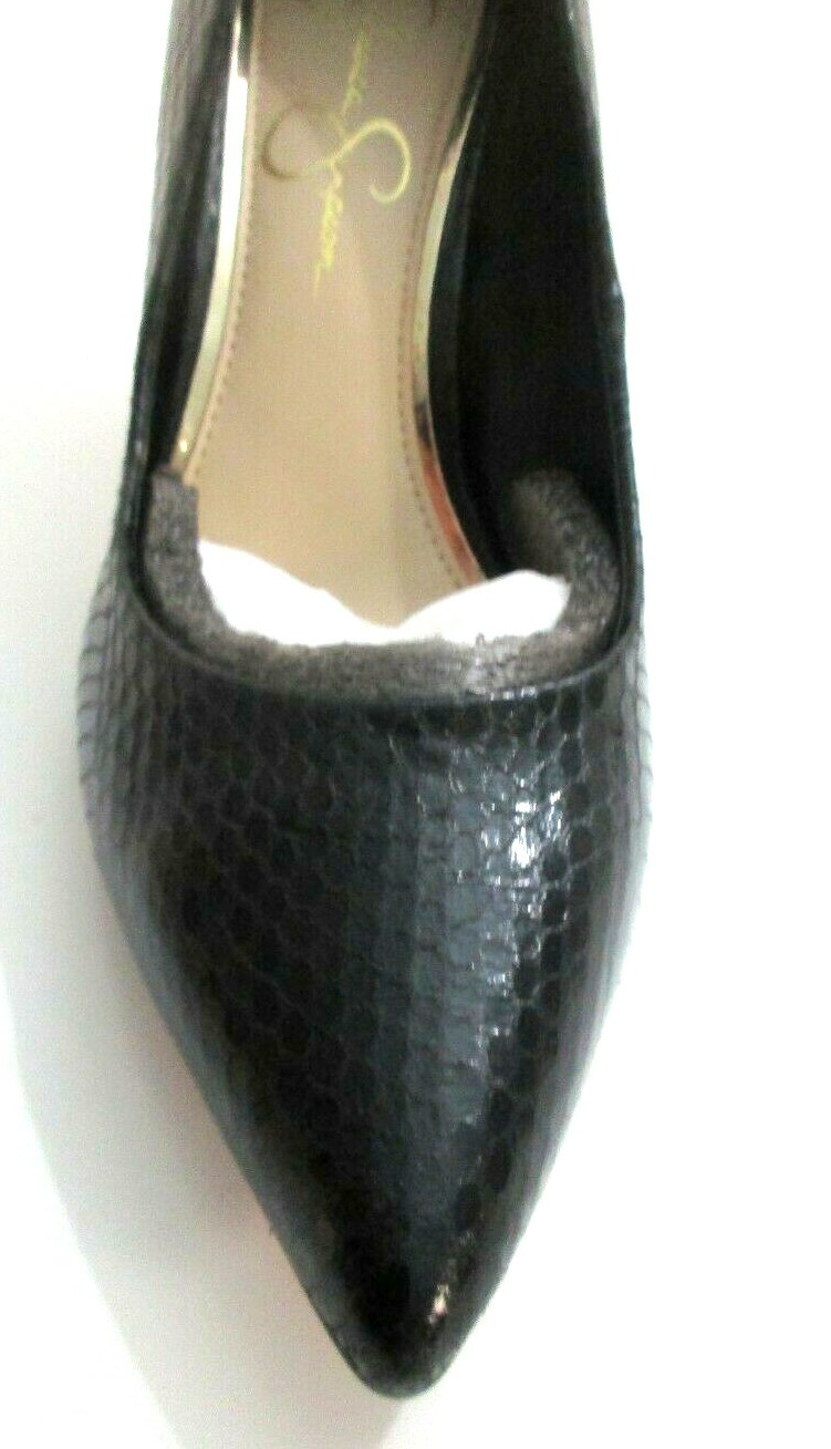 Black Pump Shoes Carpena Faux Snakeskin Jessica Simpson 3 1/4 inch heel US size