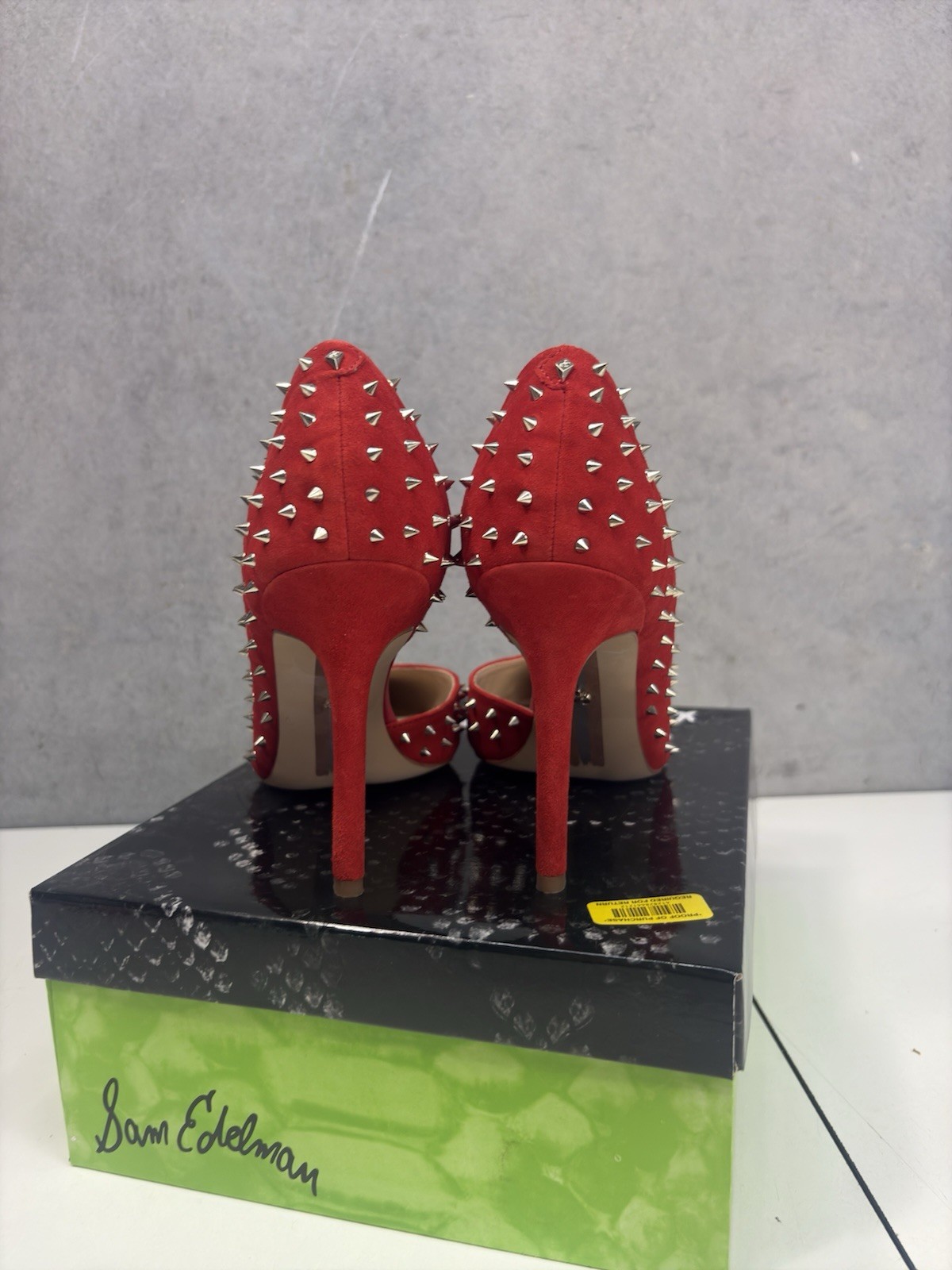 Sam Edelman Hadlee Candy Red Suede Spiked Pointed Toe Heels Pumps Womens 10 M