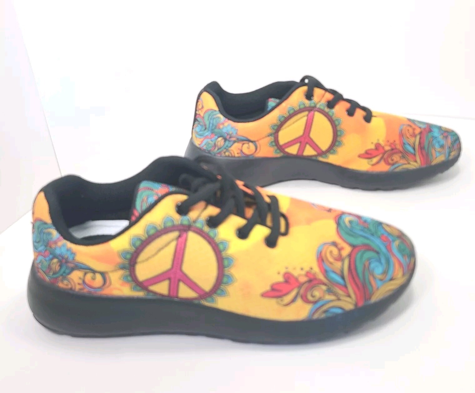 Yes We Vibe Sneaker Women 8 Athletic Shoes Peace Love 6Y 39EU Unisex Vegan