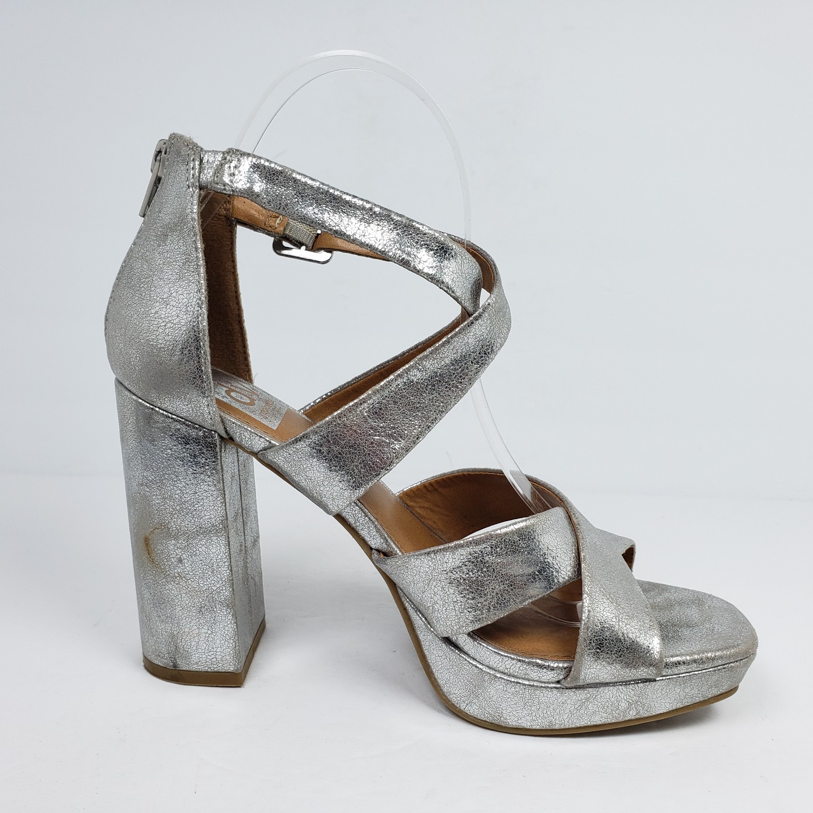 Dolce Vita DV Ilona Womens Size 8 Silver 4.25″ Heel Strappy Platform Party Shoes