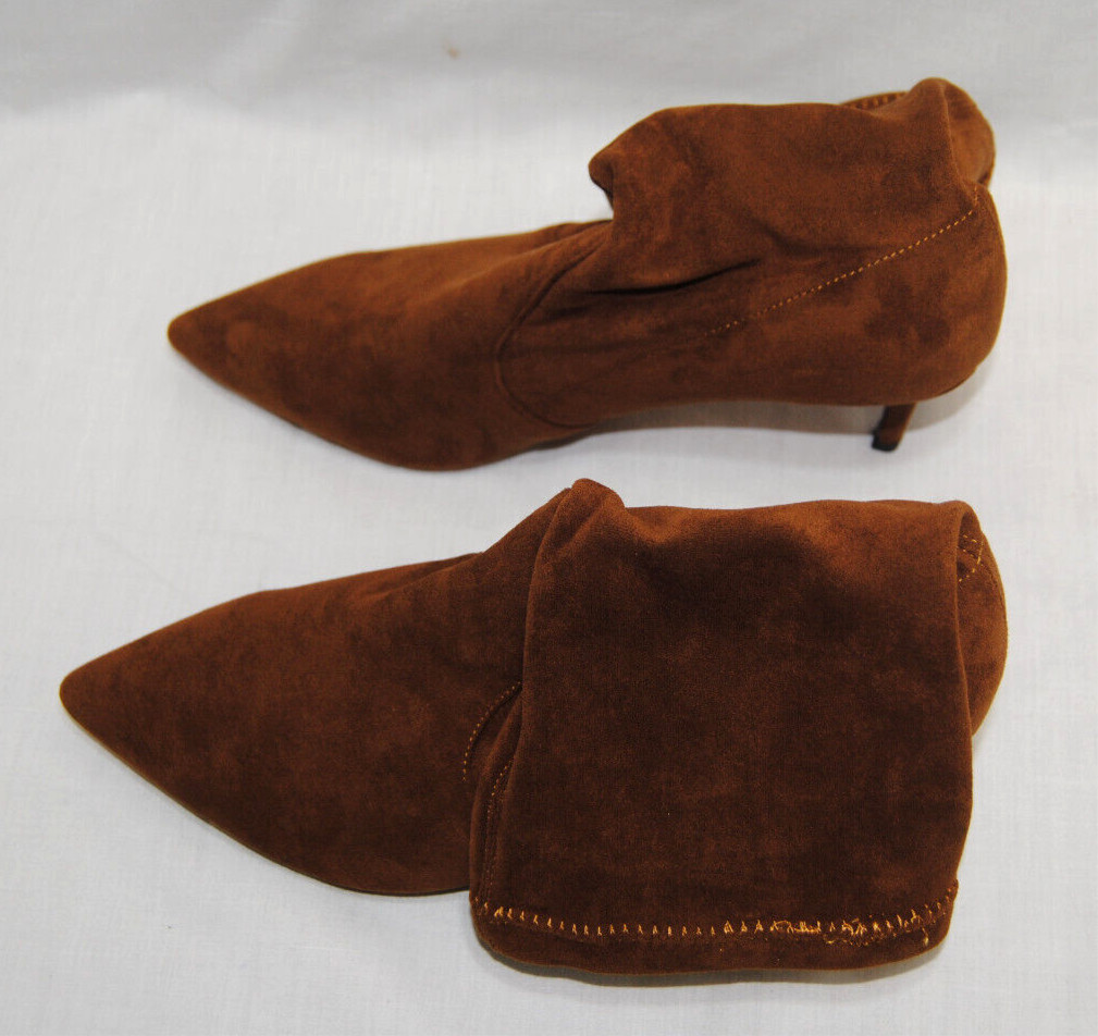 Divanne Womens Ankle Boots Pointed Toe Mid Calf Stretchy Suede Kitten Heel T2363