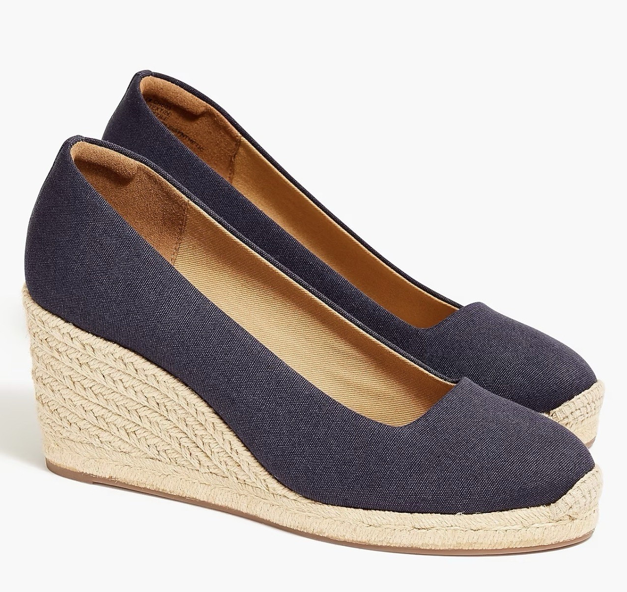 J.Crew Navy Canvas Espadrille Wedge Slip-On Round Toe Heels Women’s 8