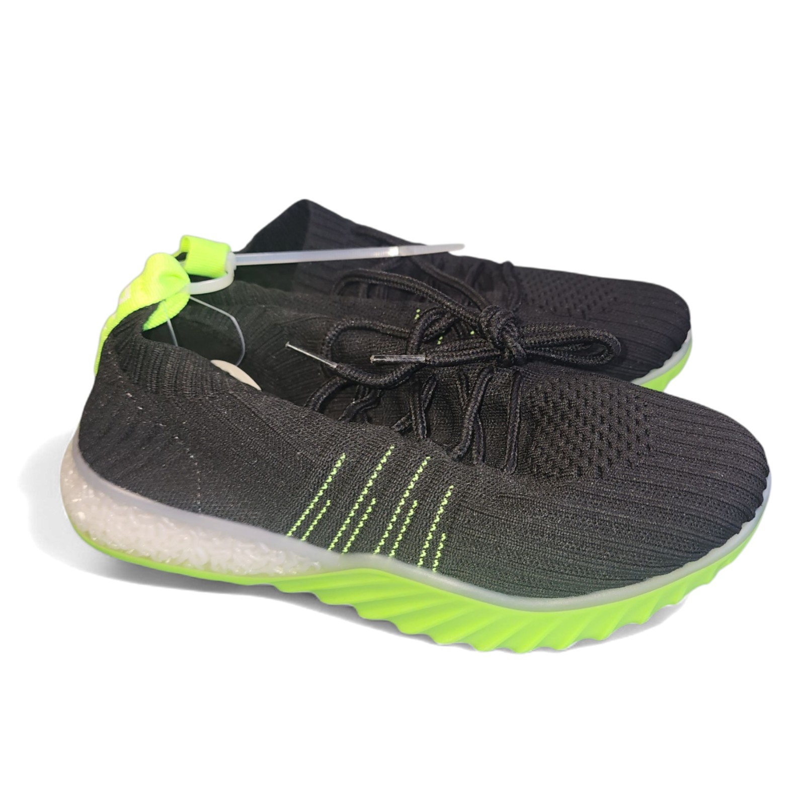NEW Danskin Now Positive Womens Knit Black Lime Green Lace Up Sneakers Shoes 6
