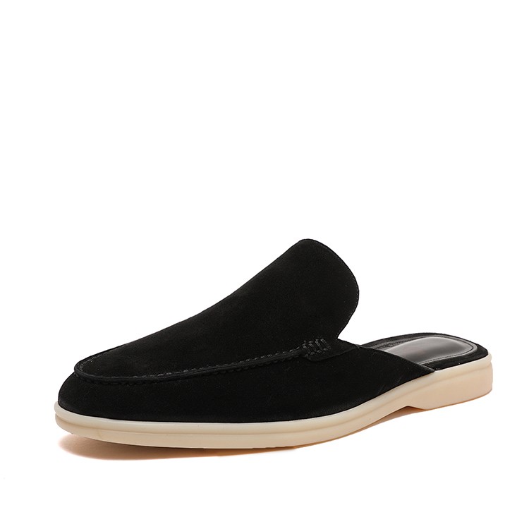 Mens Summer Suede Leather Slippers Casual Mules Comfort Retro Loafers Shoes