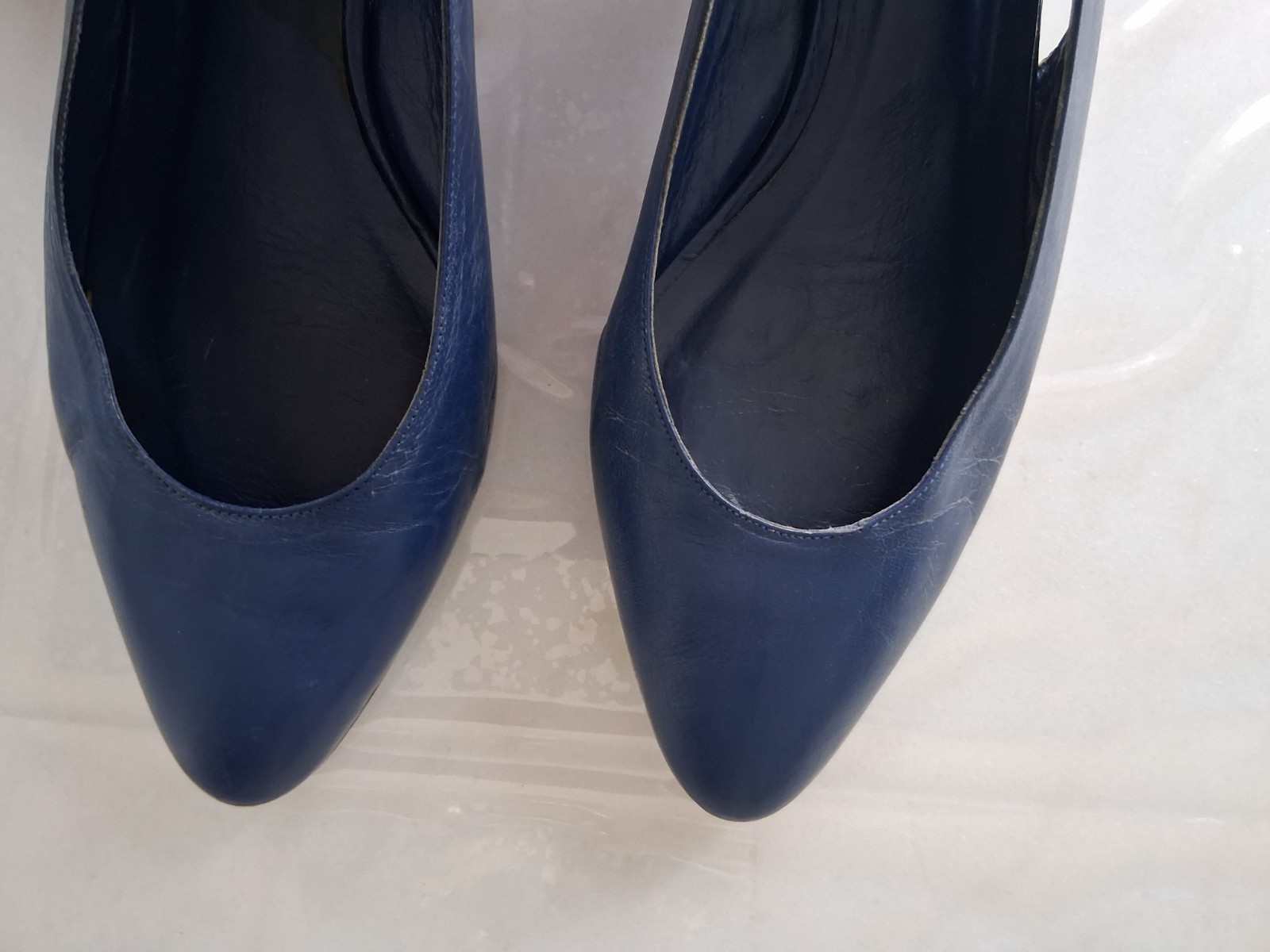 Nickels VTG Italian Leather Shoes 2.5 in. Heels Royal Blue Sz 10 B Cut Out Sides
