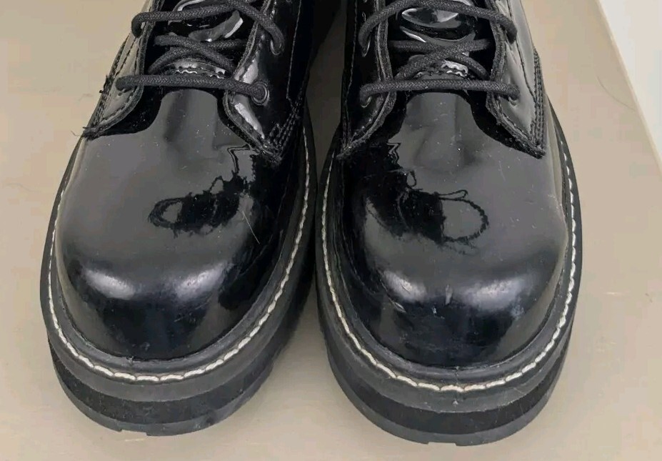 Avenger Fortune Work Boots Patent Combat Womens 9.5 Black Hi Lace Up Grunge Punk