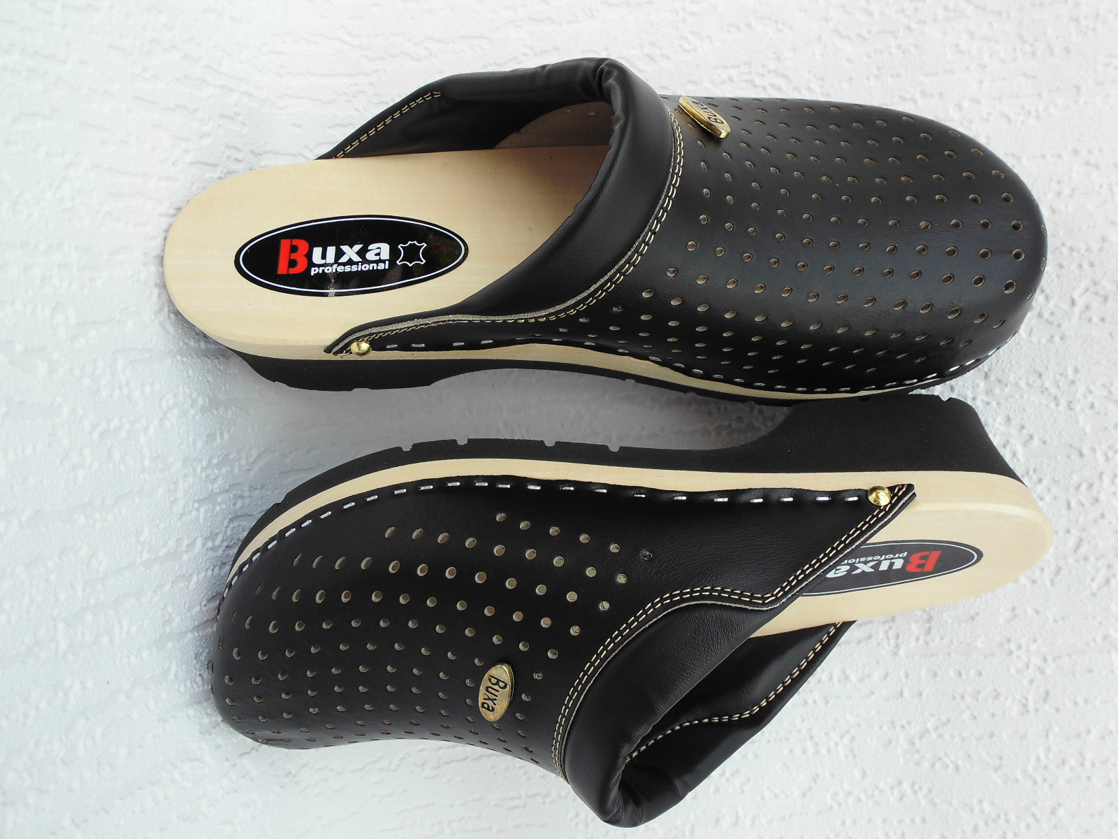 Sweden wooden clogs mules size 41 **black** genuine leather