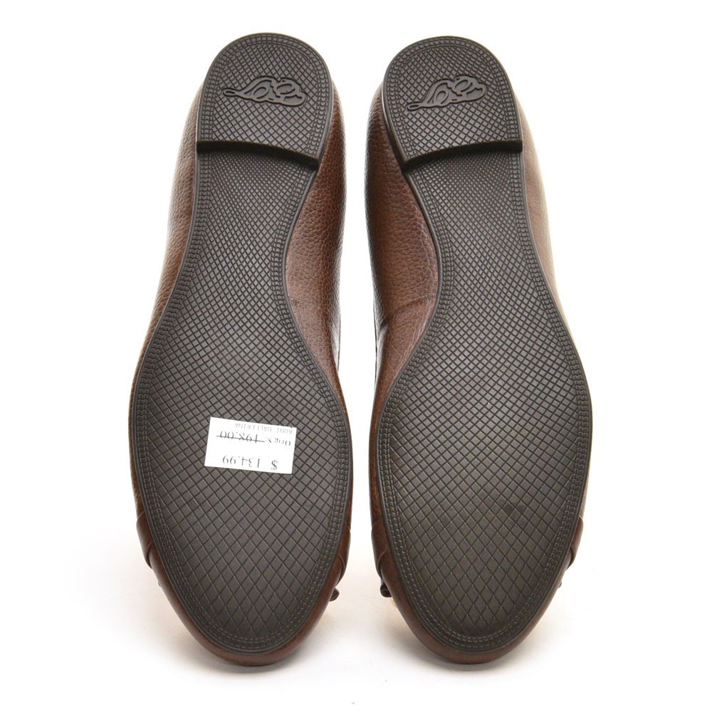 Ladies Elie Tahari Roni Ballerina Flats 39 / 8.5 Brown Pebbled Leather Shoes New