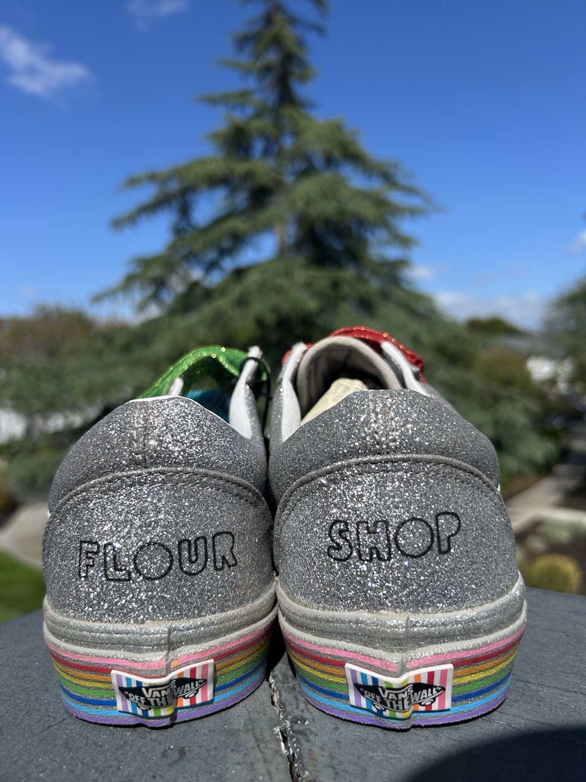 Vans x Flour Shop Old Skool Glitter Rainbow 🌈 Women’s 9.5 Hook-and-Loop Shoes