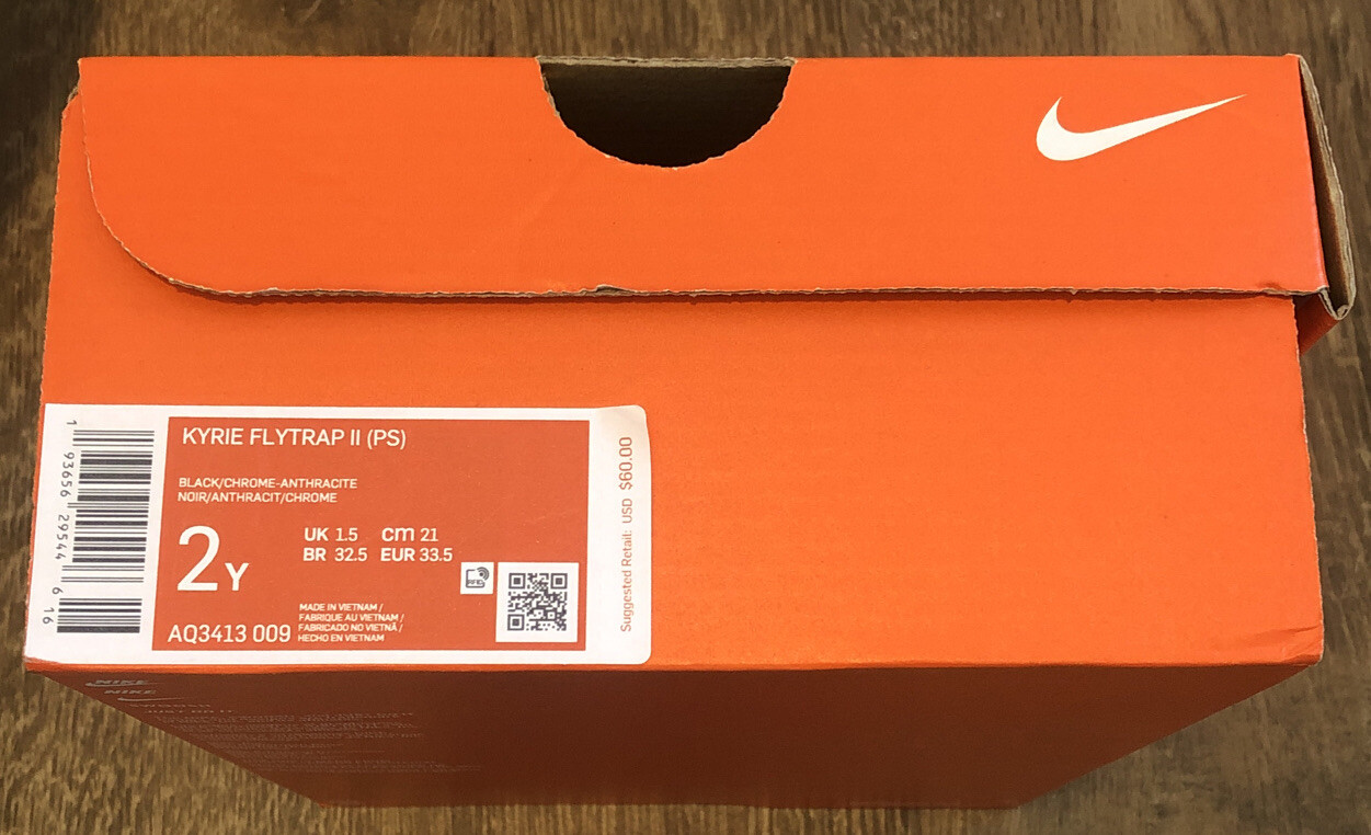 Nike Kylie Flytrap II (PS) Empty Orange Shoe Box Boys/Mens Size 2 Box Only