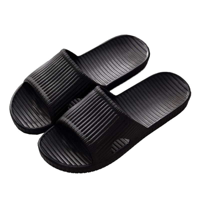 Durable Shower Slippers for Men and Women, Fast 9.5-10 Women/8-9 Men Black