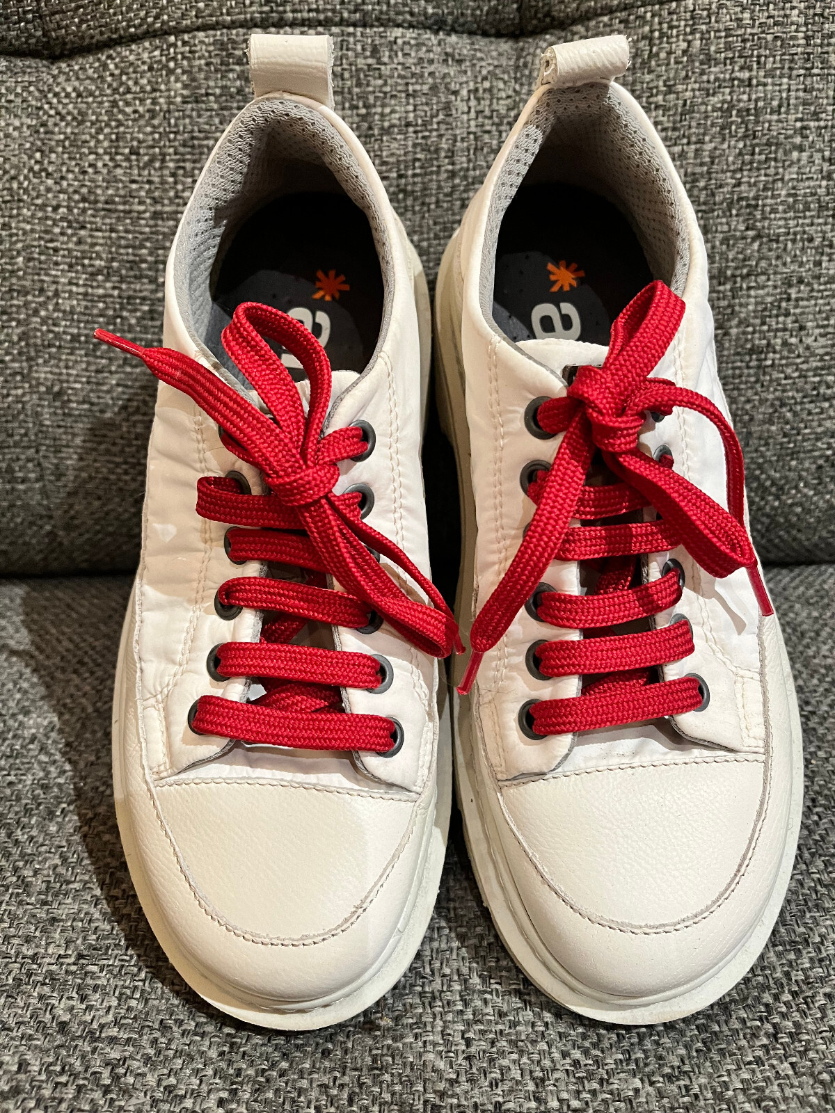 The Art Company White Sneakers Leather & Fabric Lace Up Comfort Shoes – Sz 38