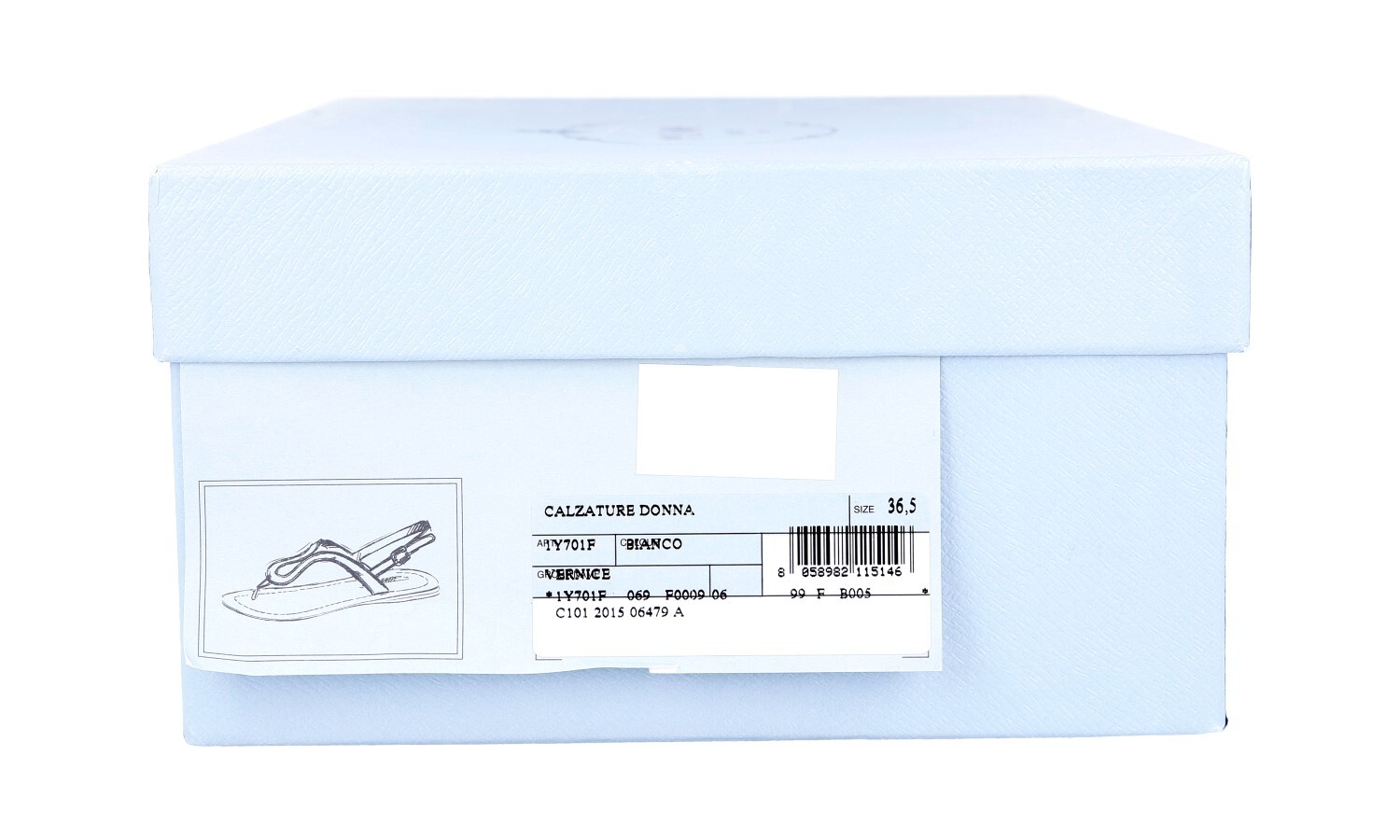 PRADA Patent Leather Sandals Slingback Thong 1Y701F White NEW – US 6.5 EU 36,5
