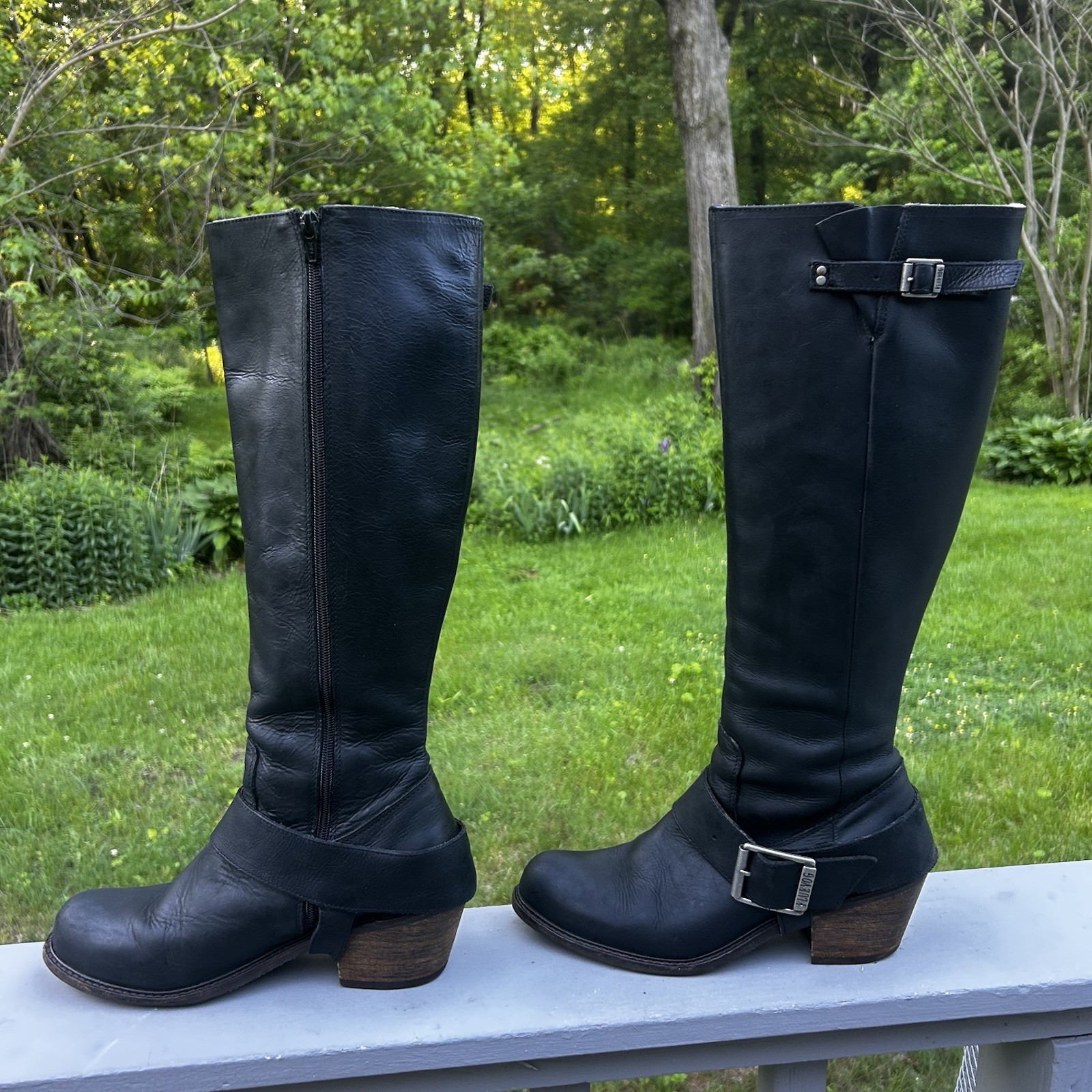 John Fluevog Adriana Luna Tall Buckled Leather Riding Boots *SEE SIZE NOTES!*