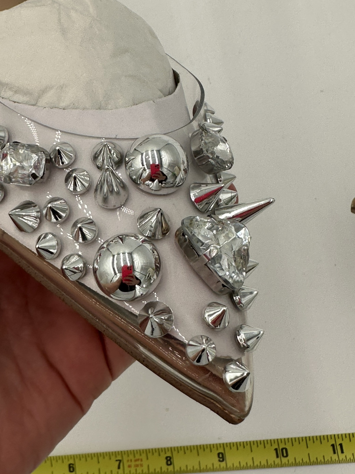 New Steve Madden Aware Clear Spike And Jeweled Heels Womens 5.5