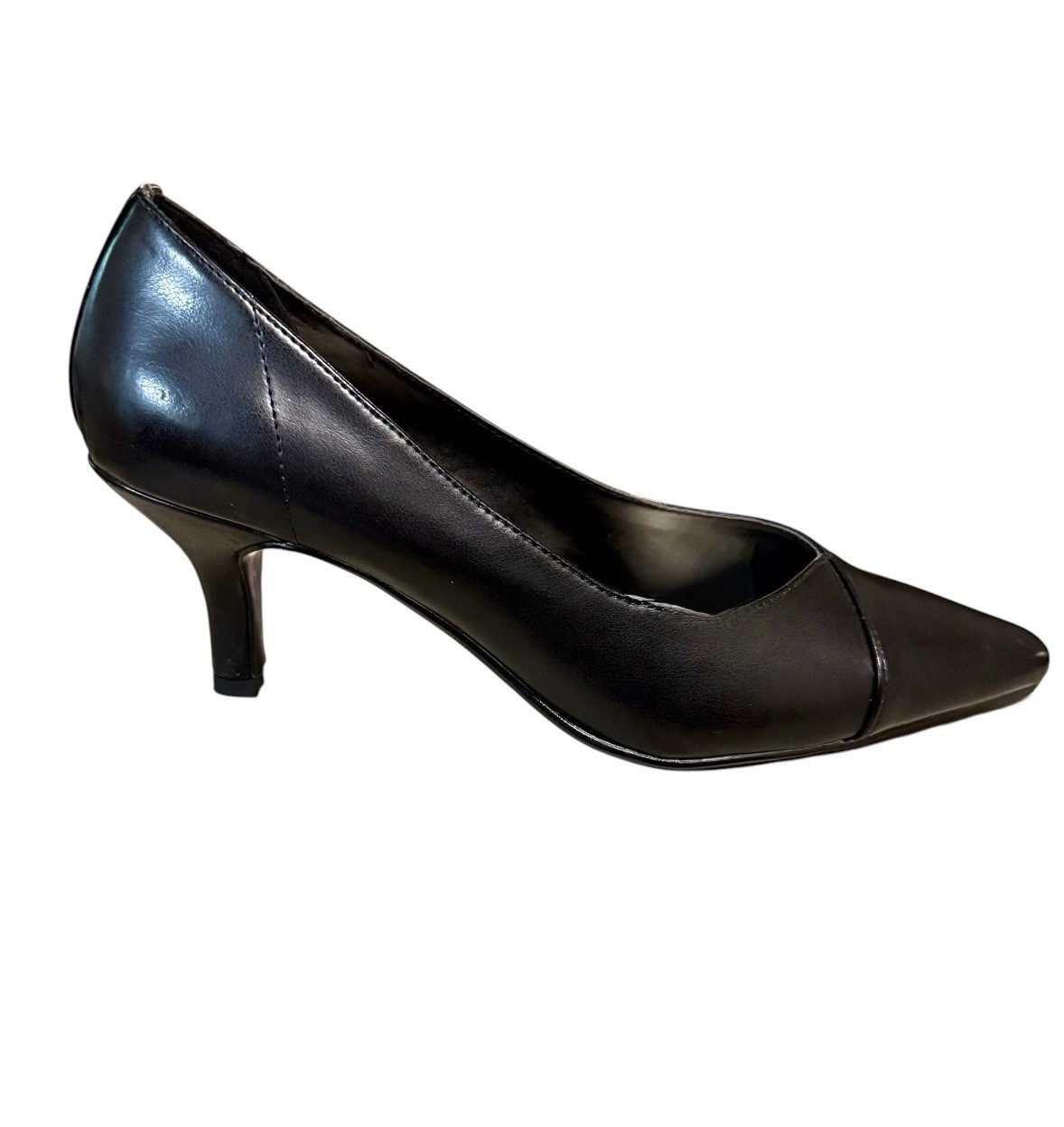 Easy Street Women’s Black Chiffon Kitten Heel Pumps Sz 8W Style 405511