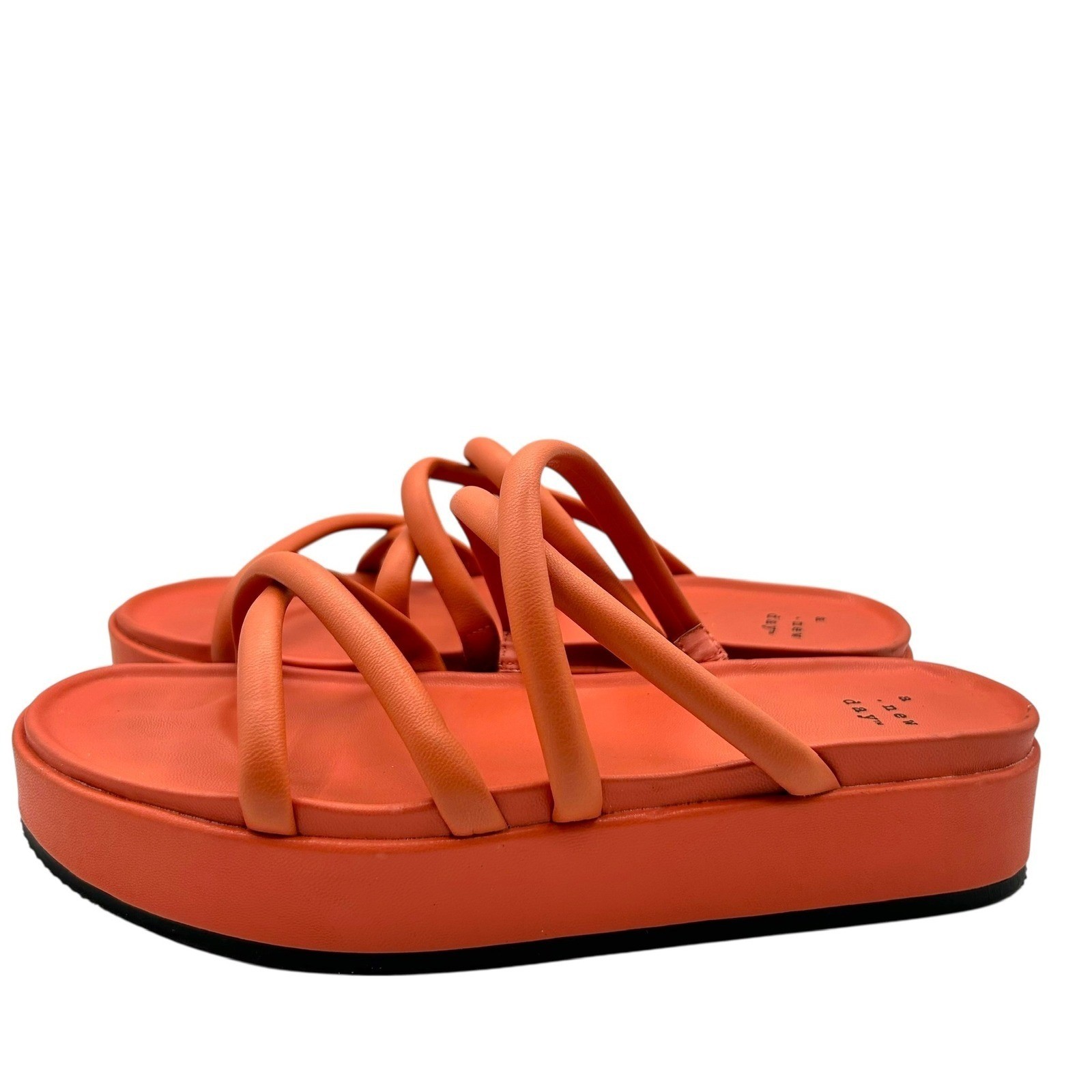 A New Day Women Orange Apricot Platform Slide Sandals Padded Straps Size 6