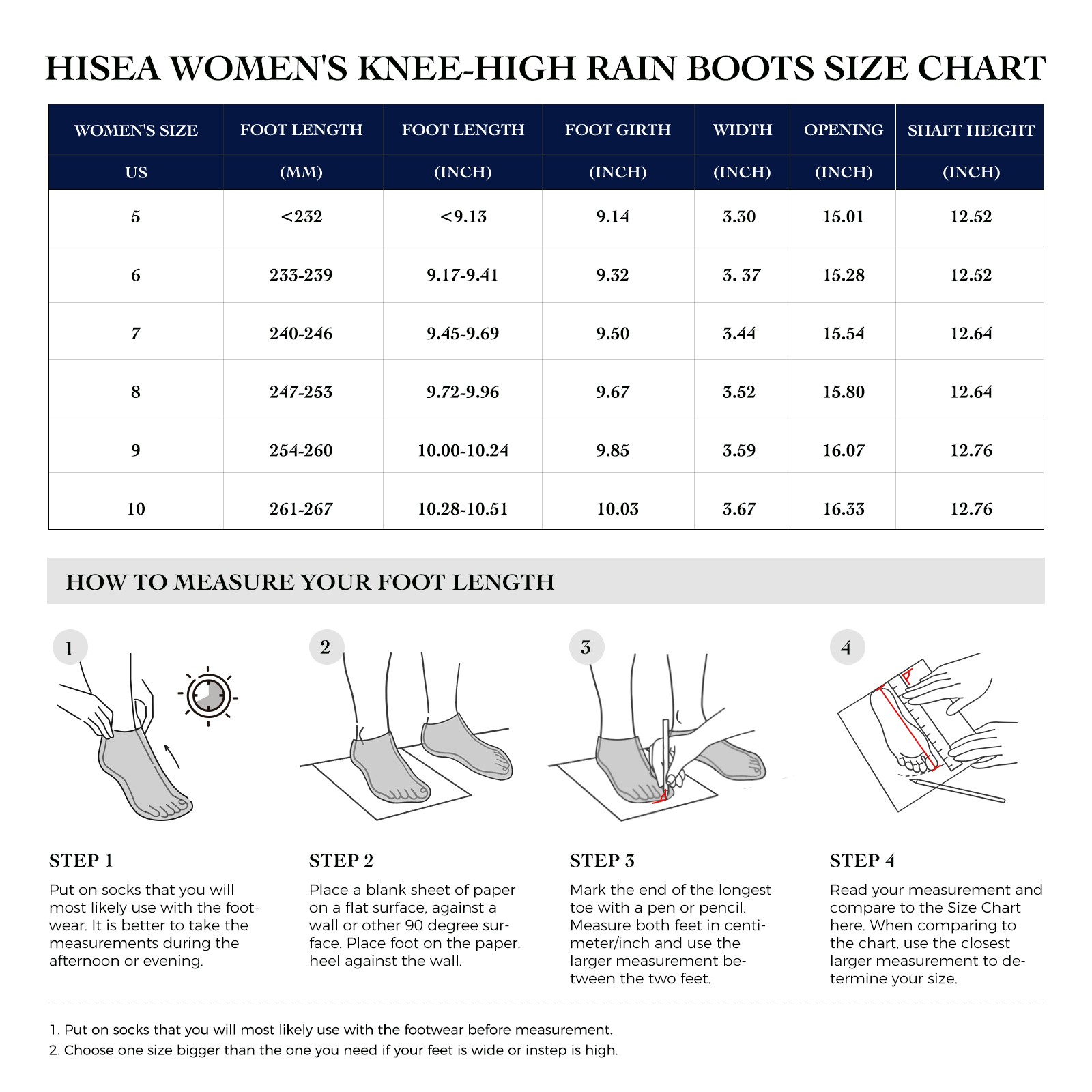 HISEA Women’s Knee High Rain Boots Waterproof Wellies Non-Slip Garden Work Boots