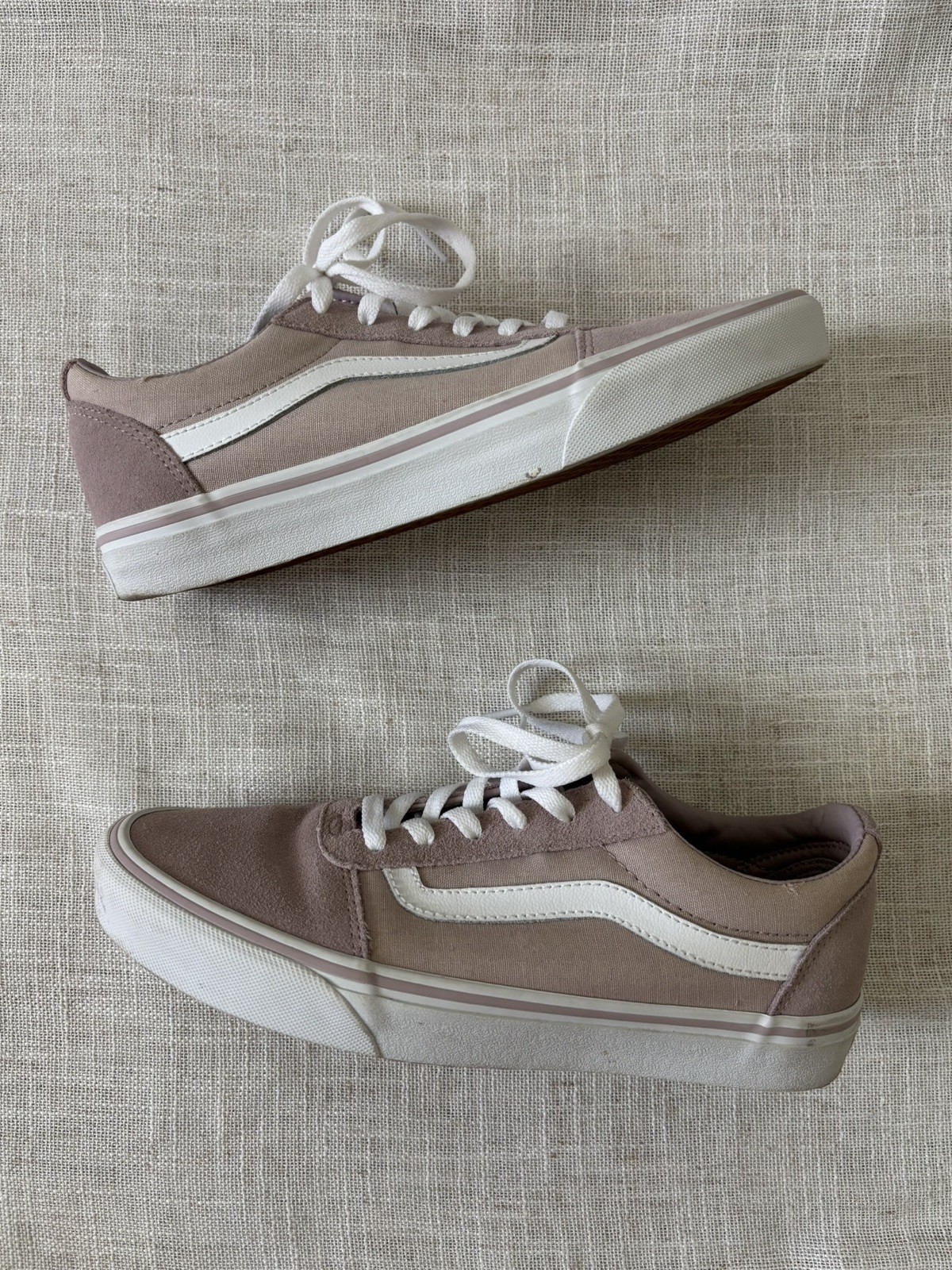 Vans Old Skool Suede & Canvas Low Top Sneakers Pink White 9