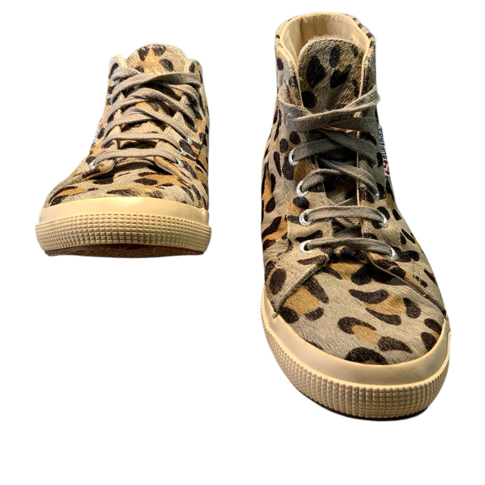Superga Women’s Size 7 Sneakers Horse Hair Leopard Cheetah Print Shoes Hightop