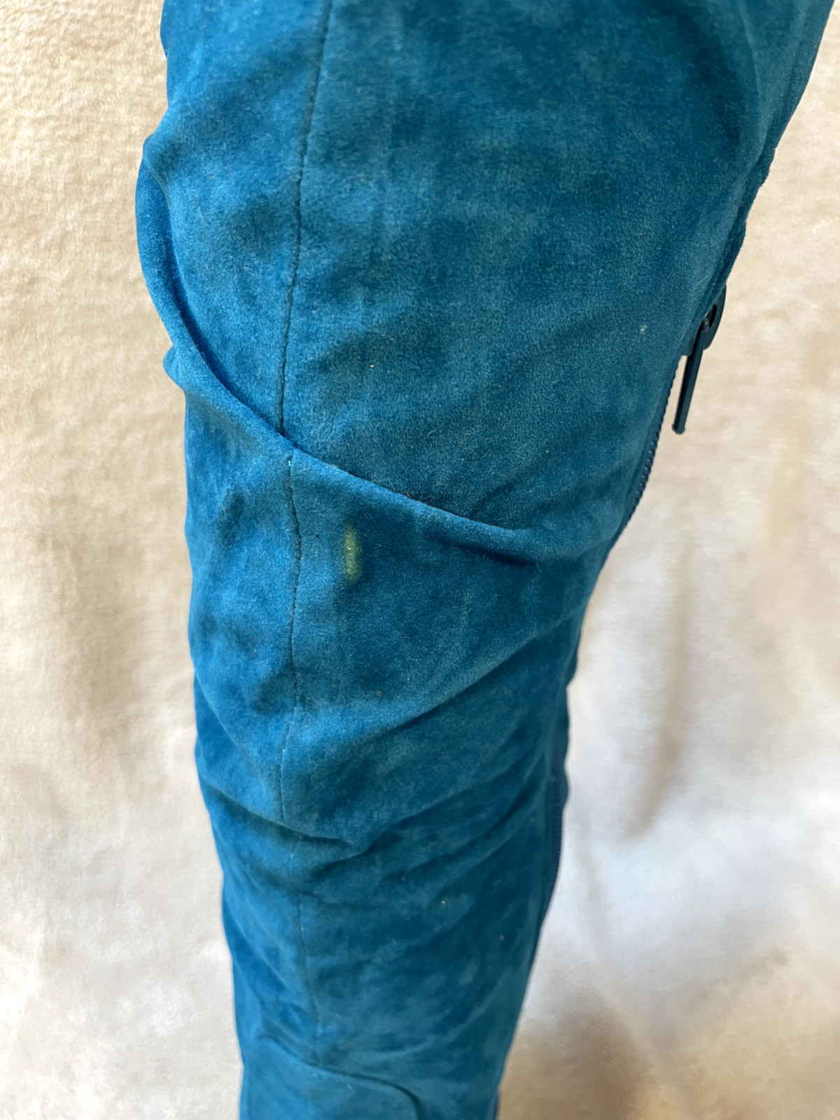 High Heels 18″ Knee-High 5.5″ Platform Stiletto Blue Faux Suede Zipper Sz7 Machi