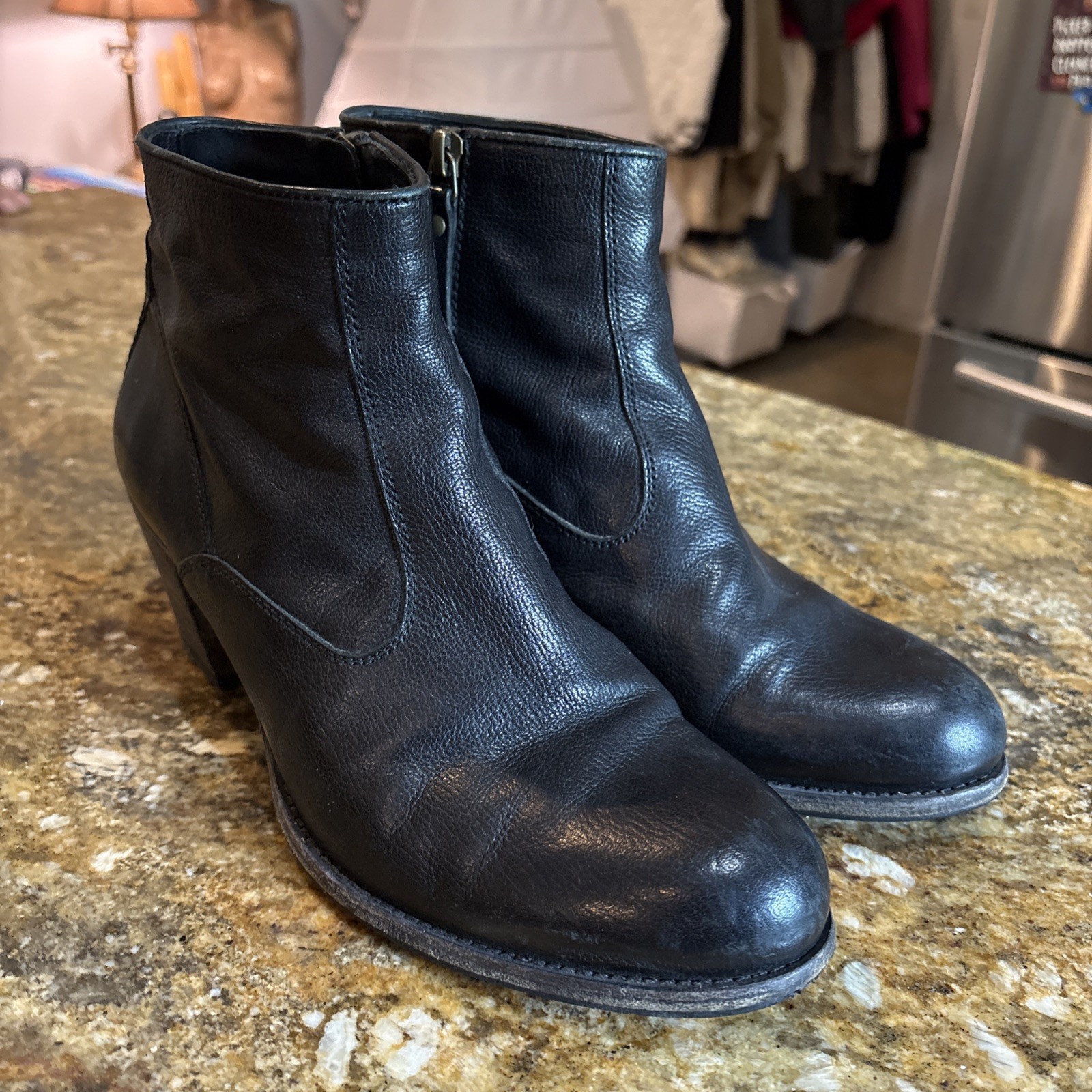 N.D.C. Made by Hand Women Black Leather Heeled Ankle Boots 39 US 9