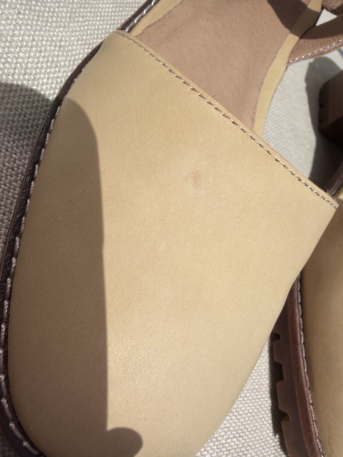 Madewell Claudie Lugsole Mary Jane Heels US 6.5 Beige Leather EUC