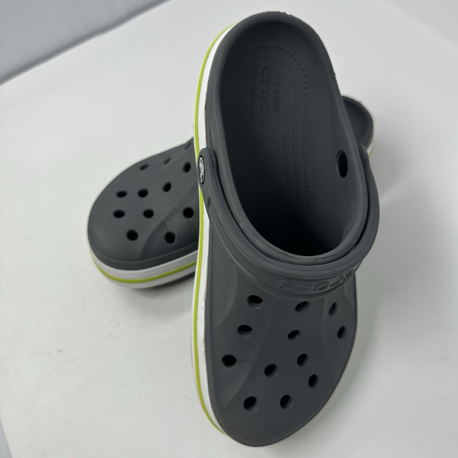 Crocs Bayaband Clogs Women Size 8 Men Size 6 Gray/Lime Punch