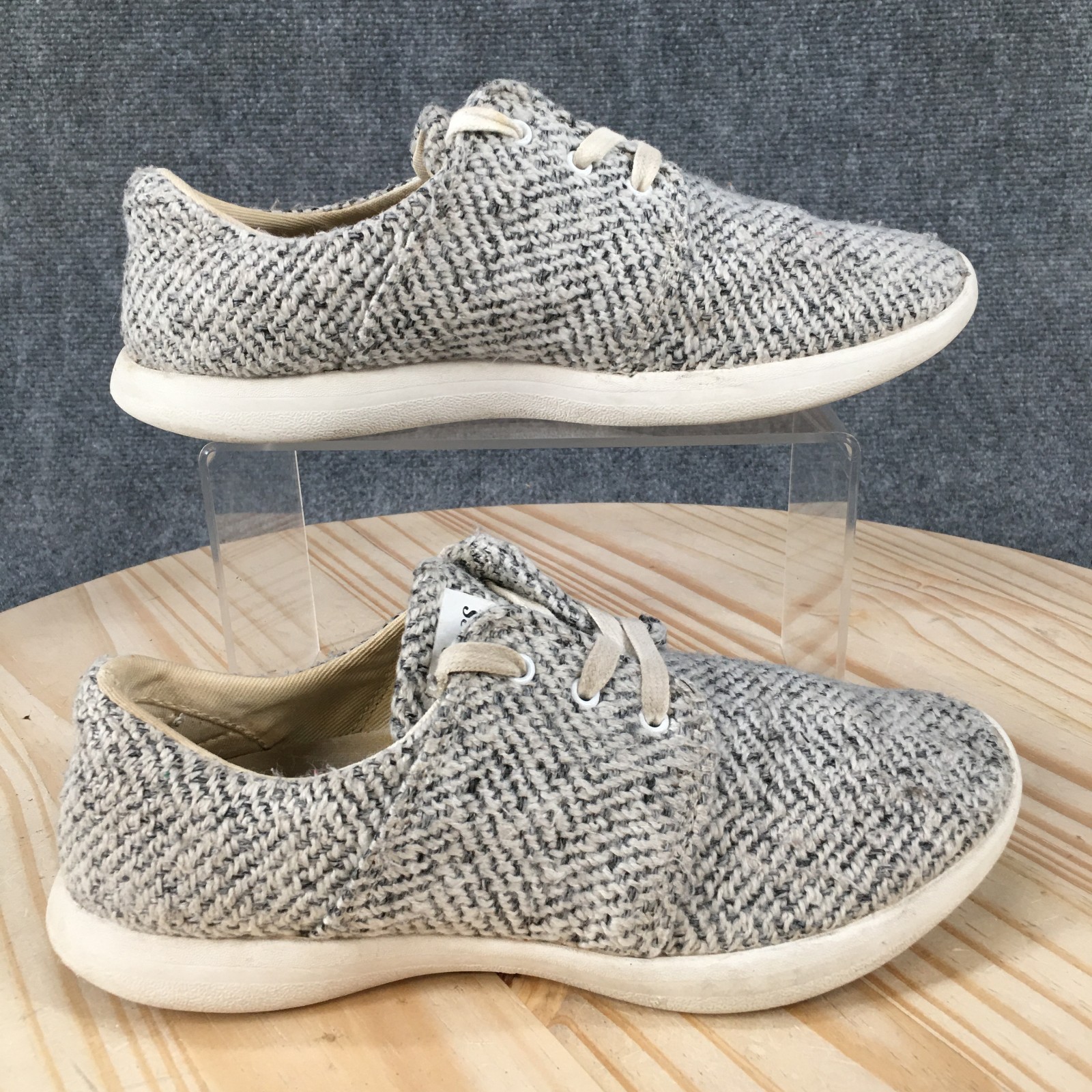 TOMS Del Rey Shoes Womens 6 M Sneakers Lace Up Round Toe 71-22600 White Gray
