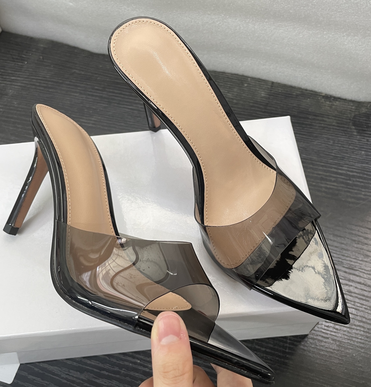 Women’s Open Pointed Toe Mules Slides Clear Party Evening Sandals Shoes Slippers