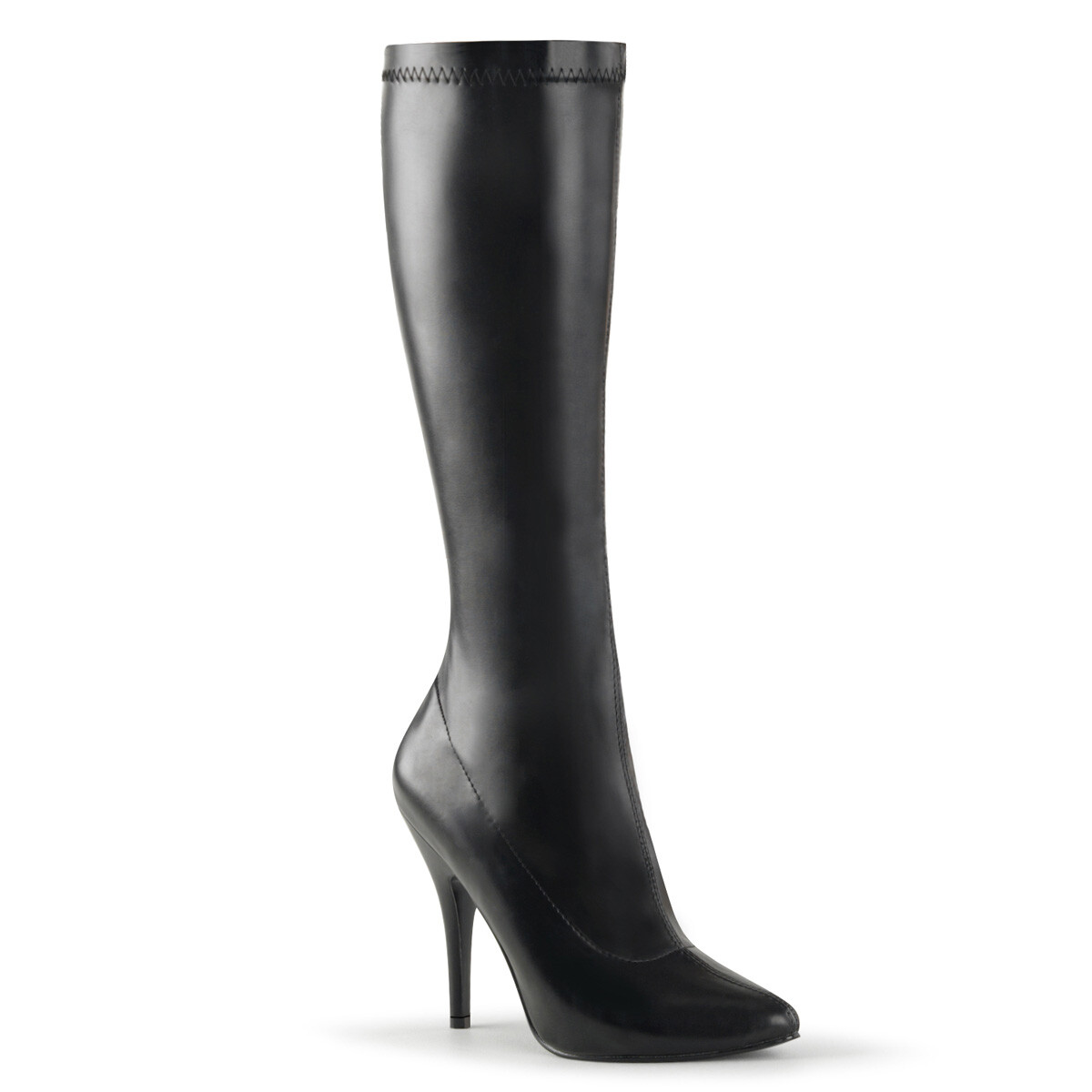 PLEASER SED2000/B/PU Sexy Matte Black 5″ Stiletto Heel Knee High Boots Shoes