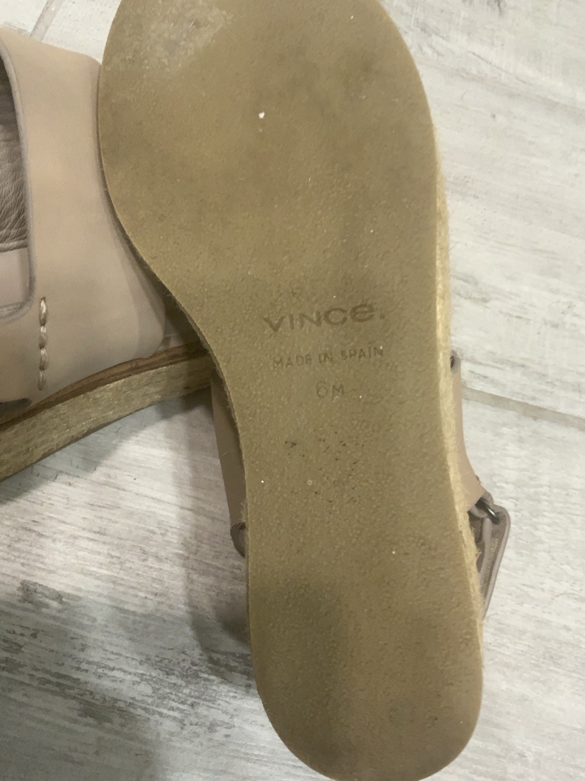 Vince Janet Women’s 6 M Taupe Nubuck Platform Chunky Espadrille Wedge Sandals