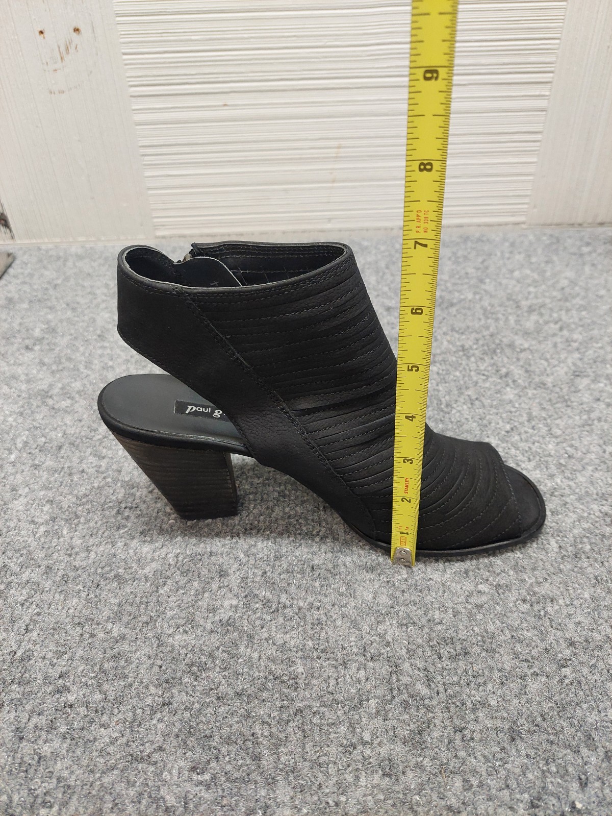Paul Green Women Sandals 4.5 Black Zip Peep Toe Block Heel Comfort Logo Outdoor