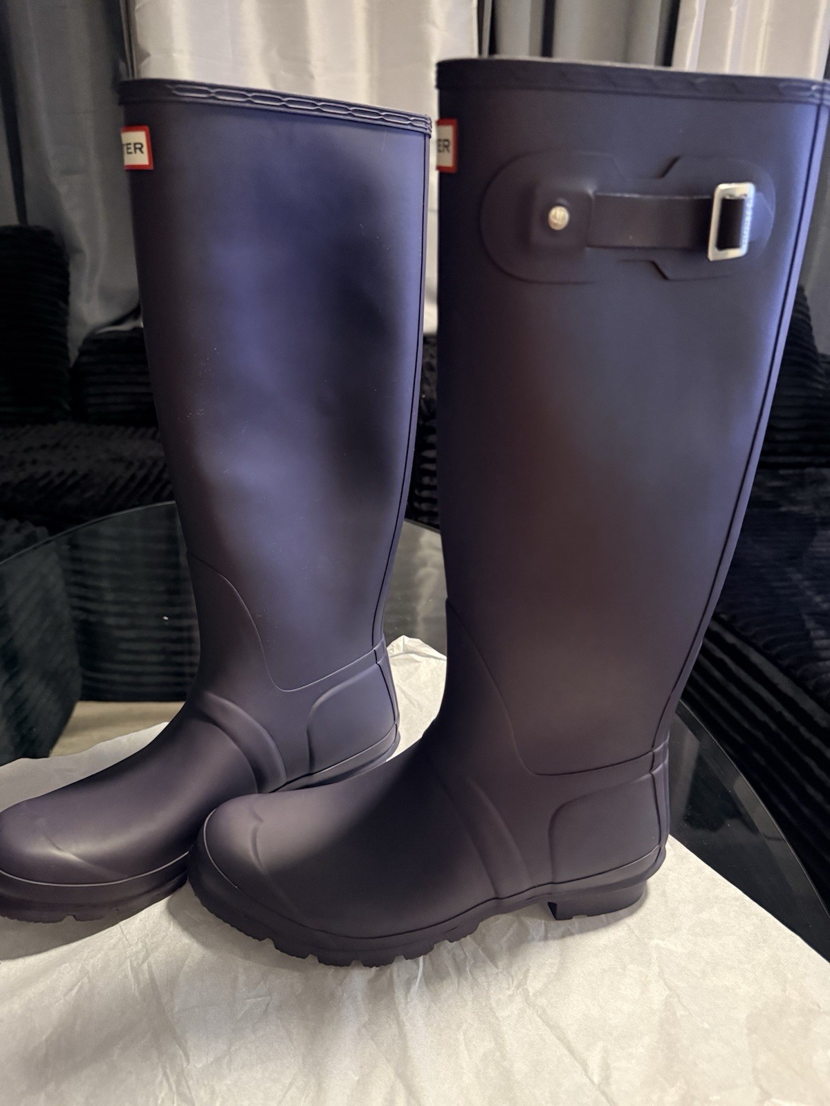 Hunter Original Tall Rain Boots Dark Purple Plum Women Size 10 Waterproof EU 41